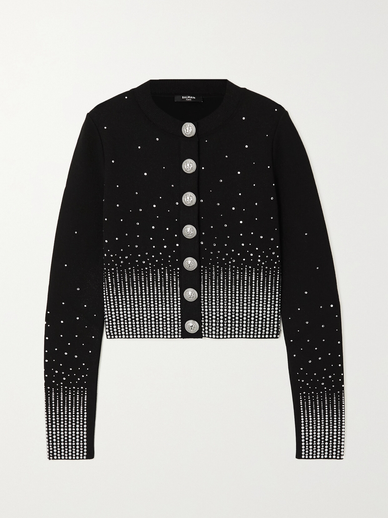 Balmain Crystal-embellished Knitted Cardigan