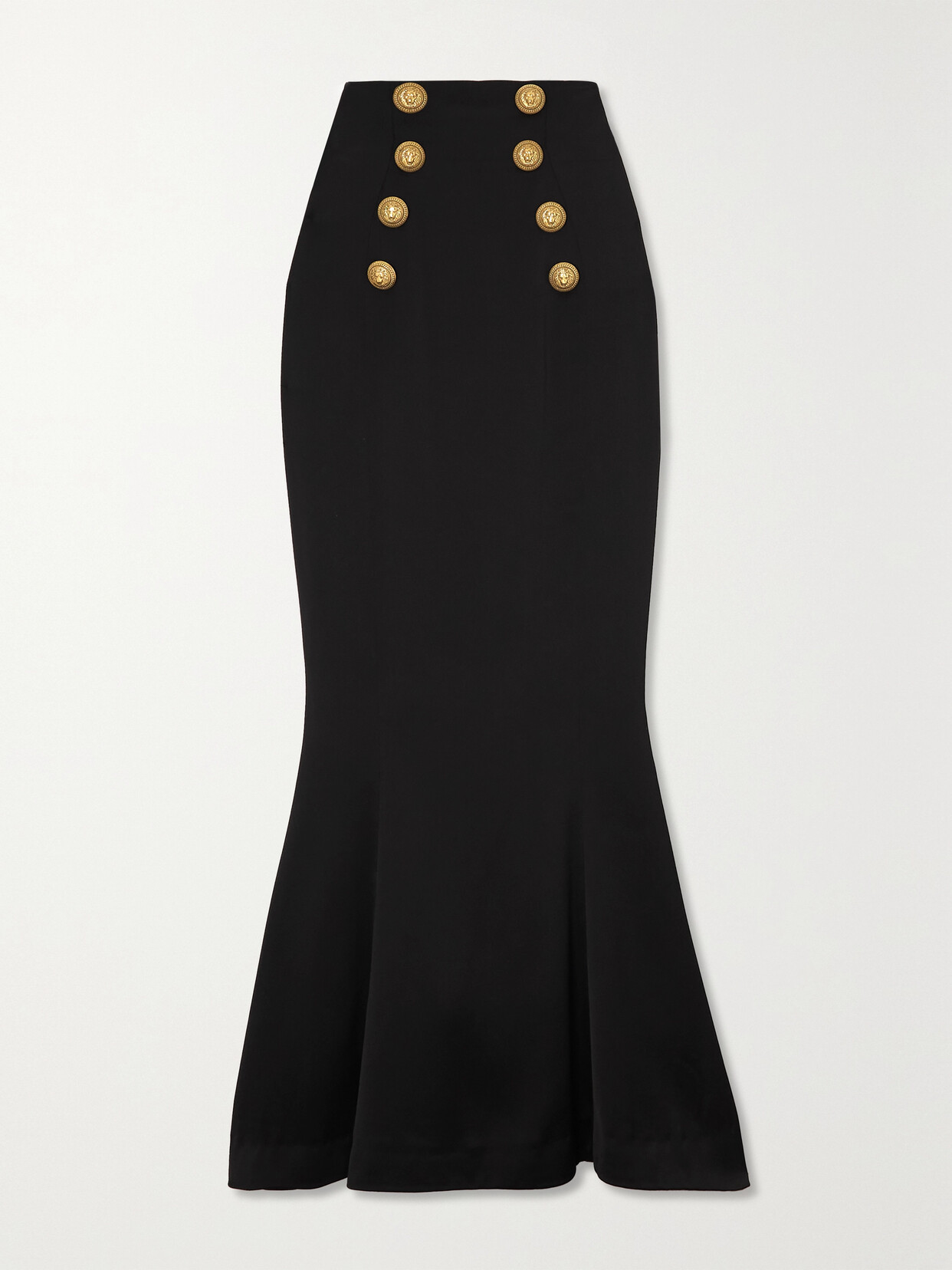 Balmain - Button-embellished Wool Maxi Skirt - Black