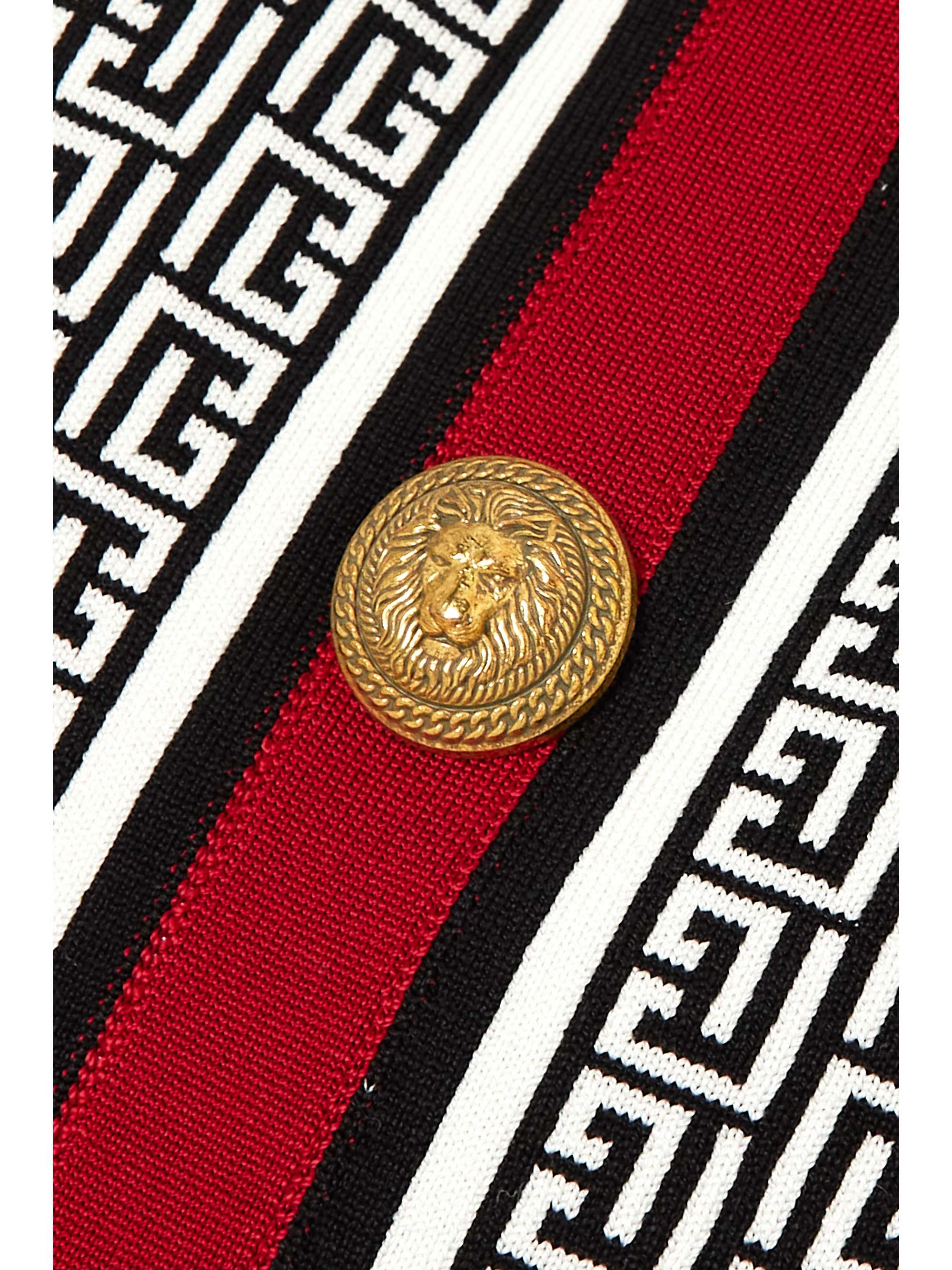 BALMAIN Button-embellished jacquard-knit skirt
