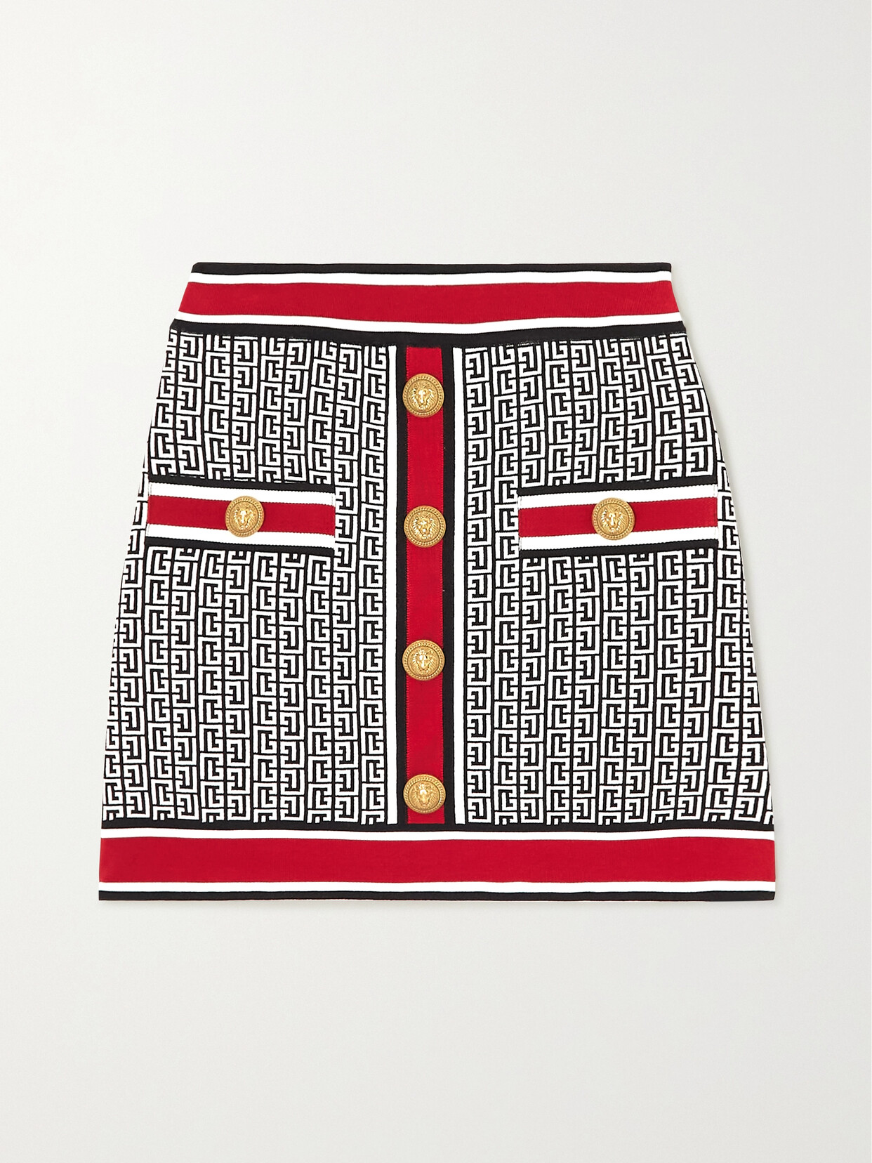 Balmain - Button-embellished Jacquard-knit Skirt - White