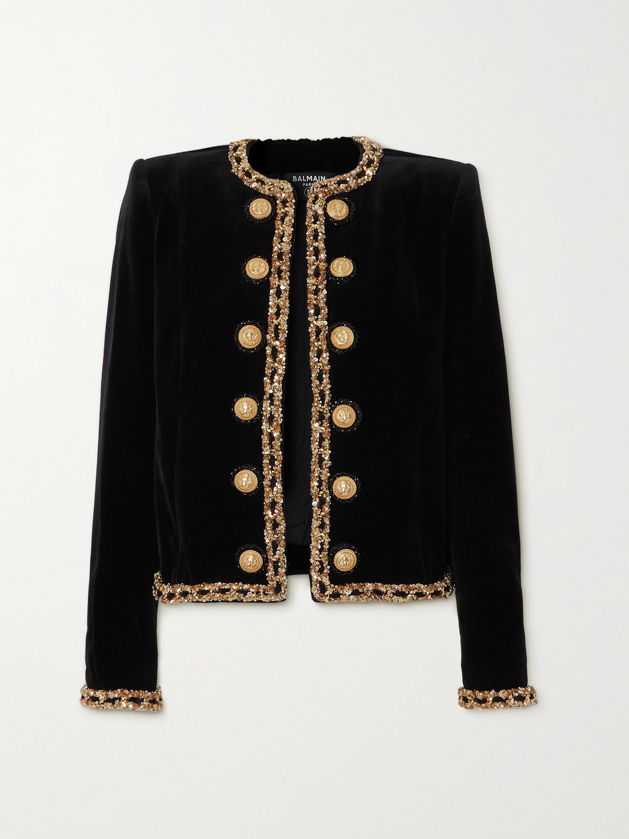 Balmain - Embellished Cotton-velvet Jacket - Black