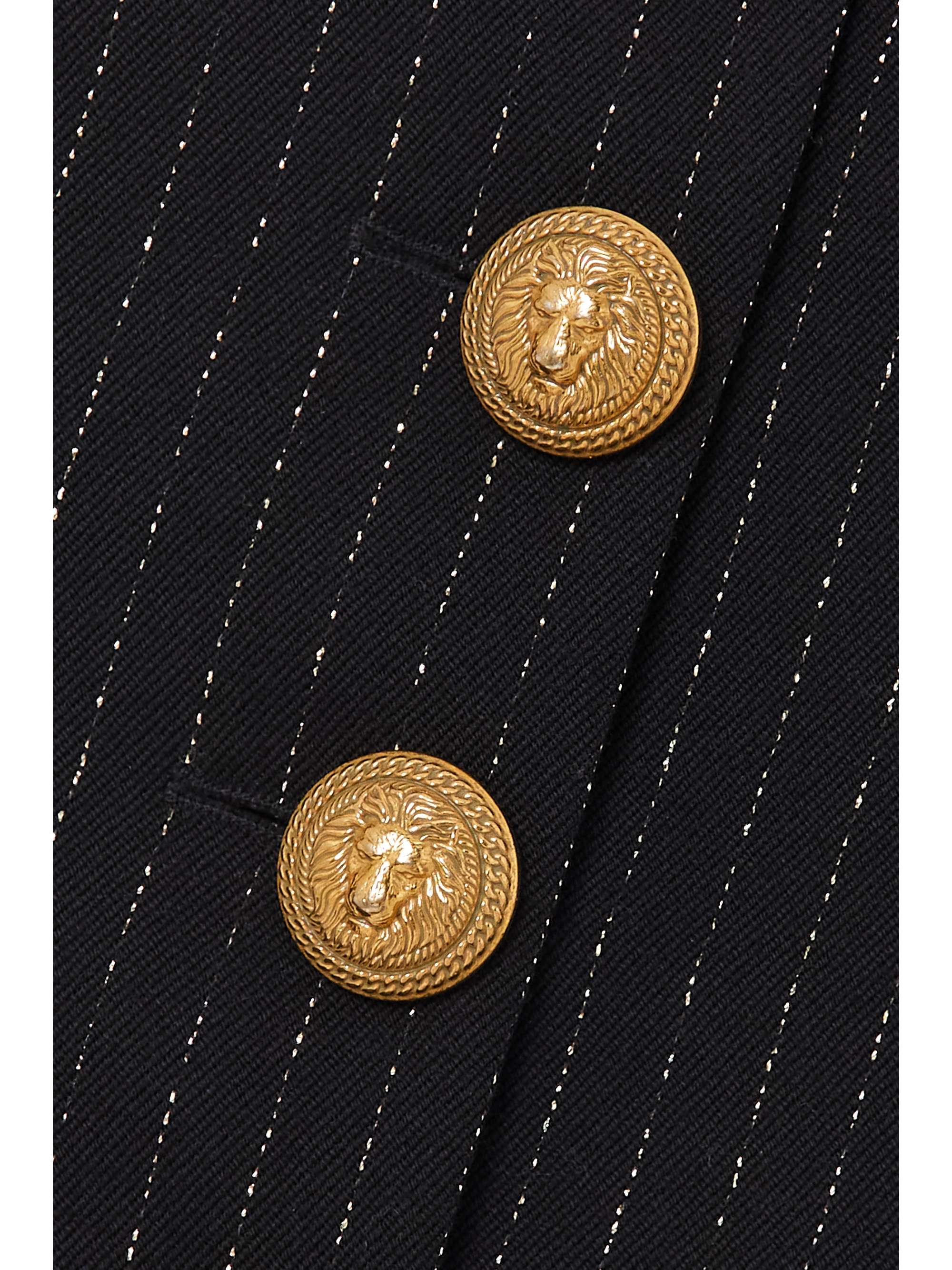 BALMAIN Pinstriped metallic wool-blend gabardine vest