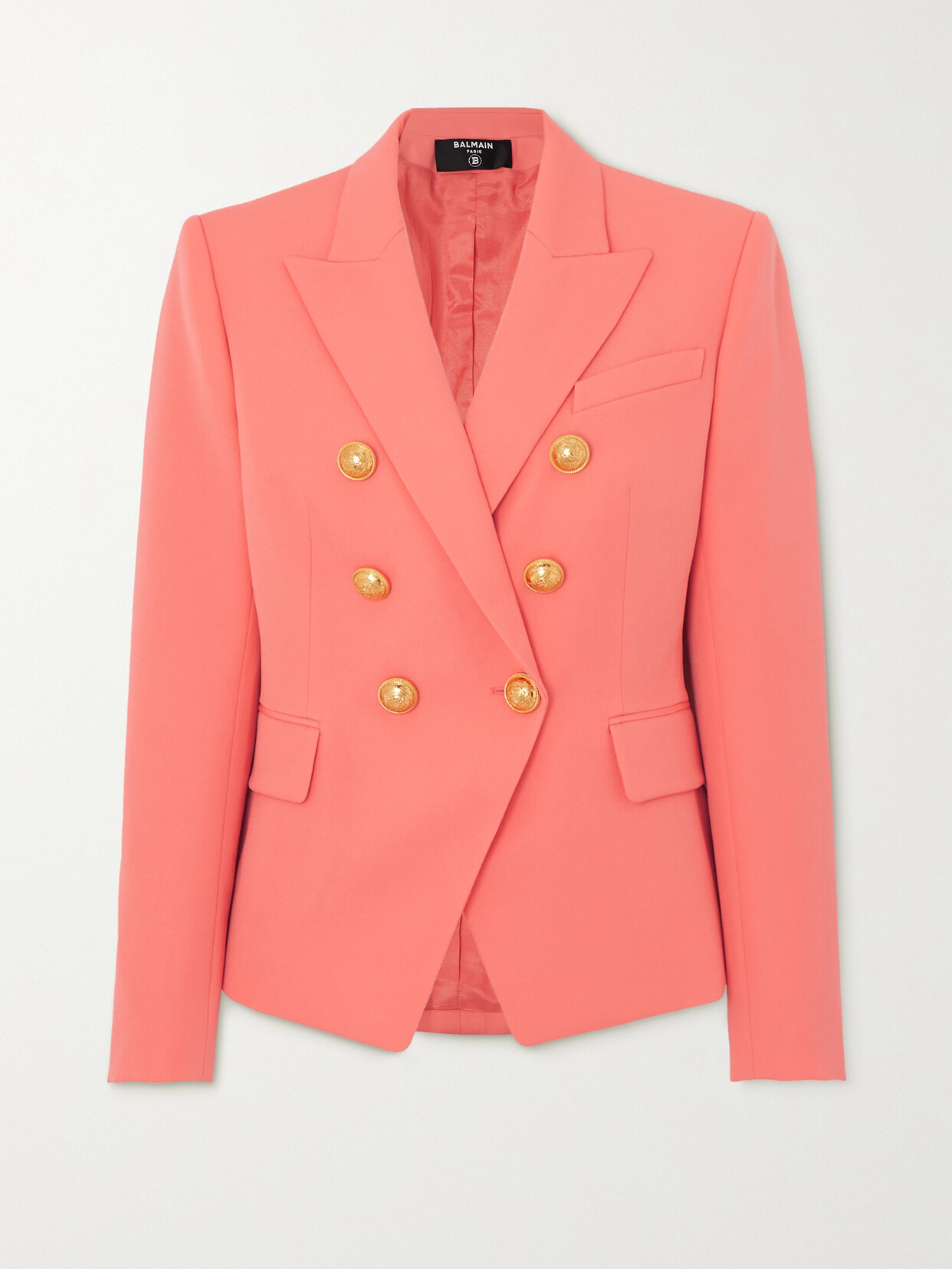 Balmain Double-breasted Grain De Poudre Wool Blazer