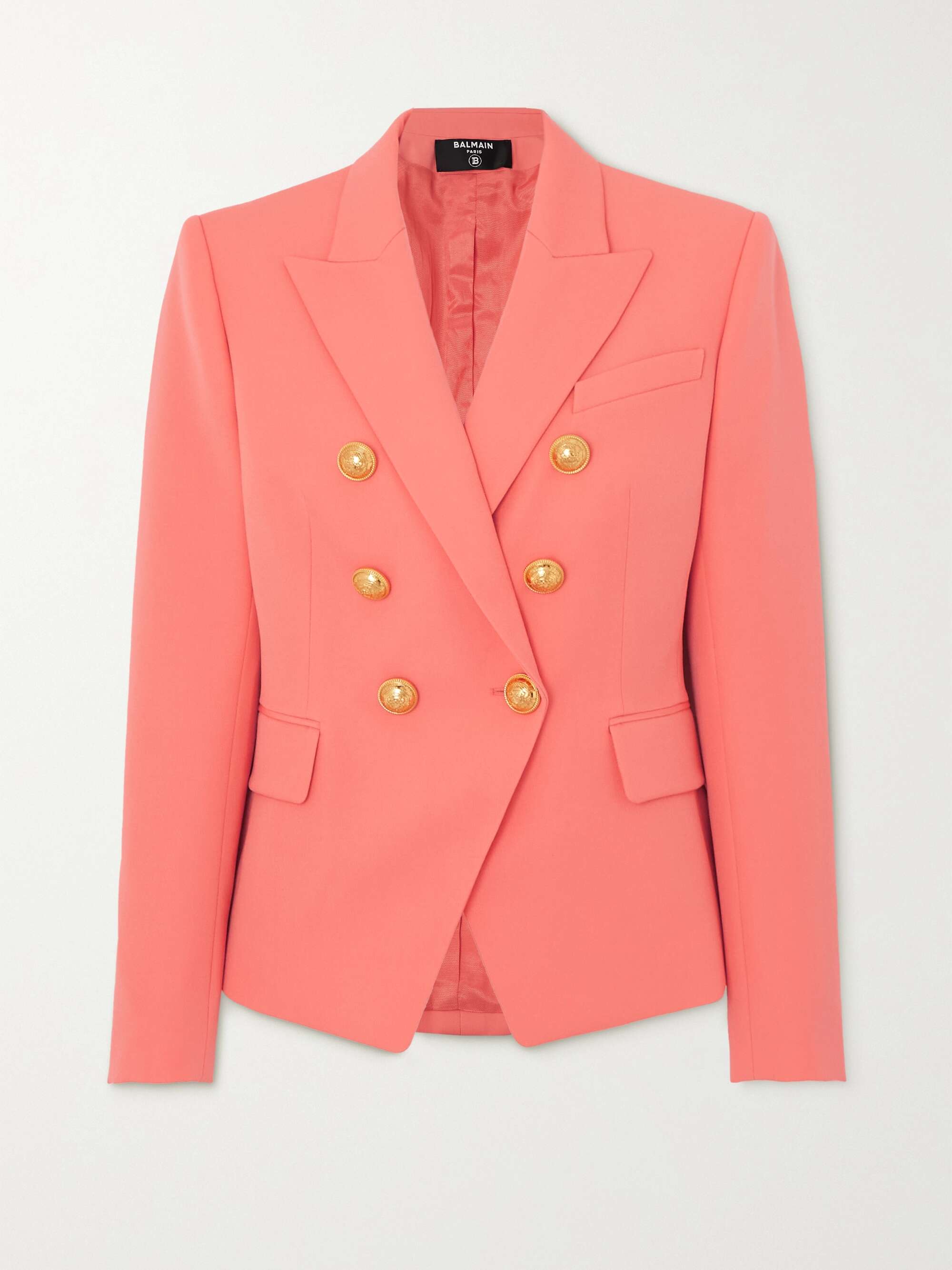 Double breasted grain de poudre wool blazer
