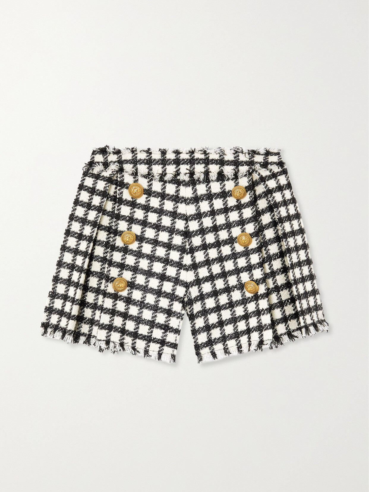 Balmain Tweed Shorts In Bianco