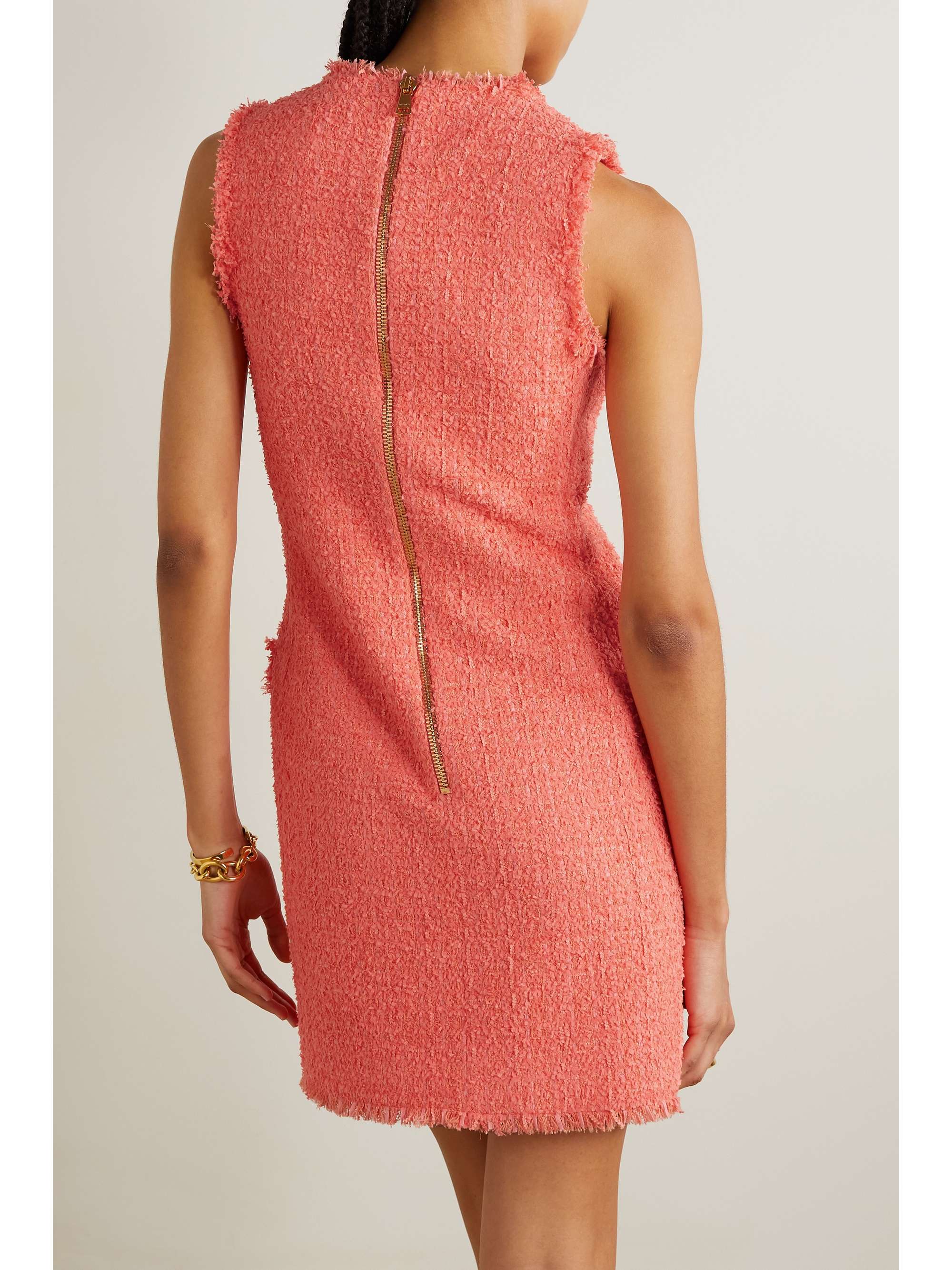 BALMAIN Button-embellished tweed mini dress