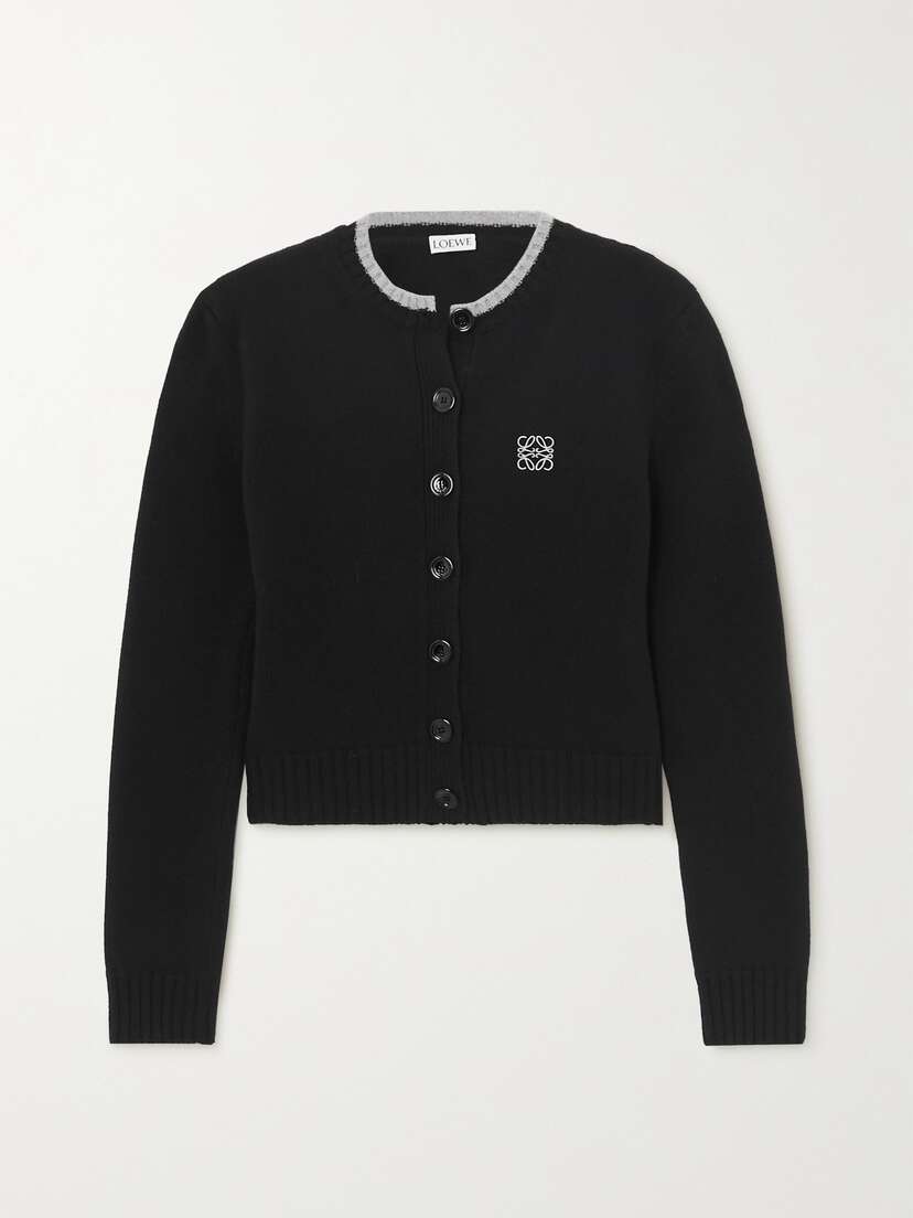Loewe Cropped Embroidered Wool-blend Cardigan