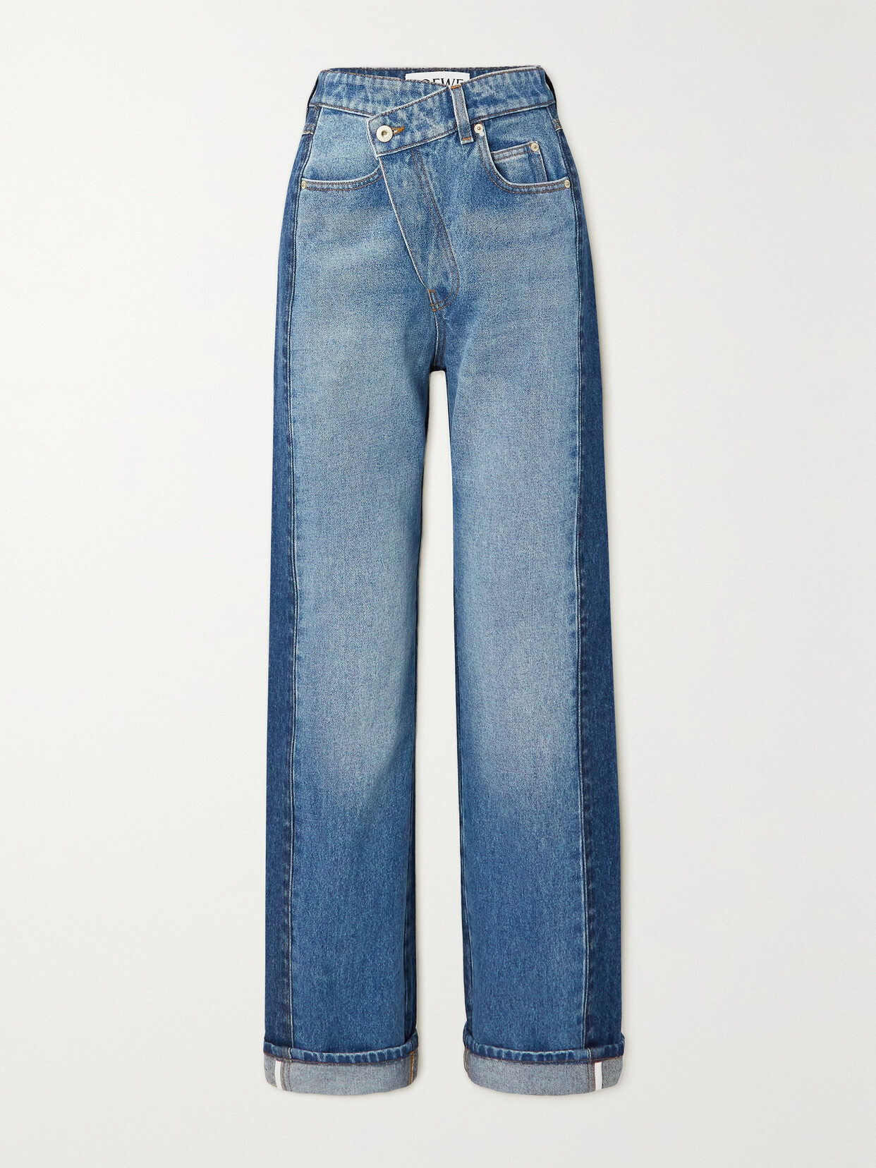 Loewe - Trompe L'oeil Two-tone High-rise Straight-leg Jeans - Blue