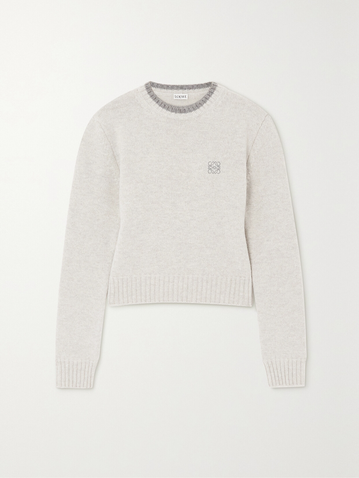 Loewe Embroidered Wool-blend Jumper In Light Grey