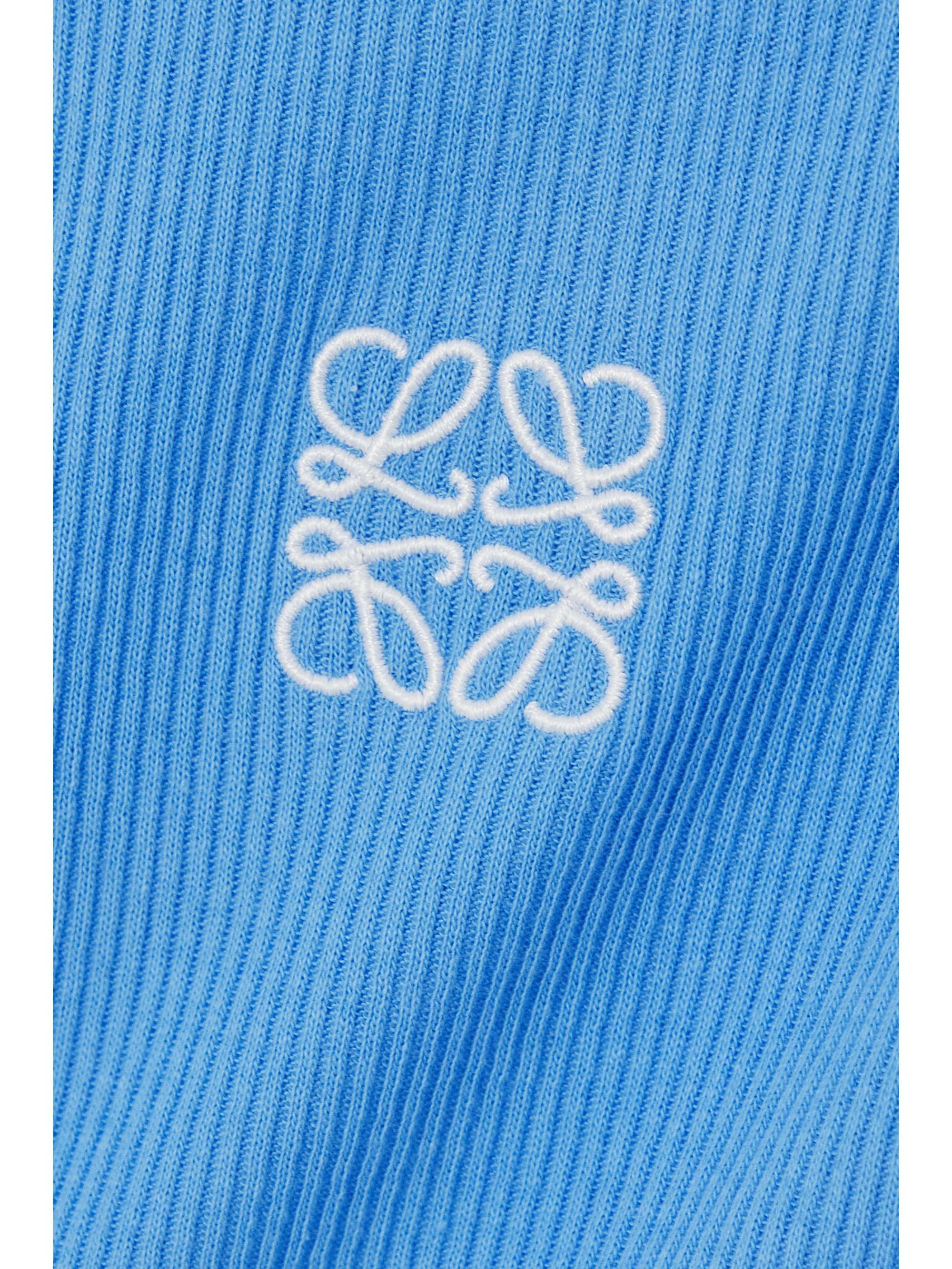 LOEWE Anagram poplin-paneled embroidered ribbed stretch-cotton jersey tank