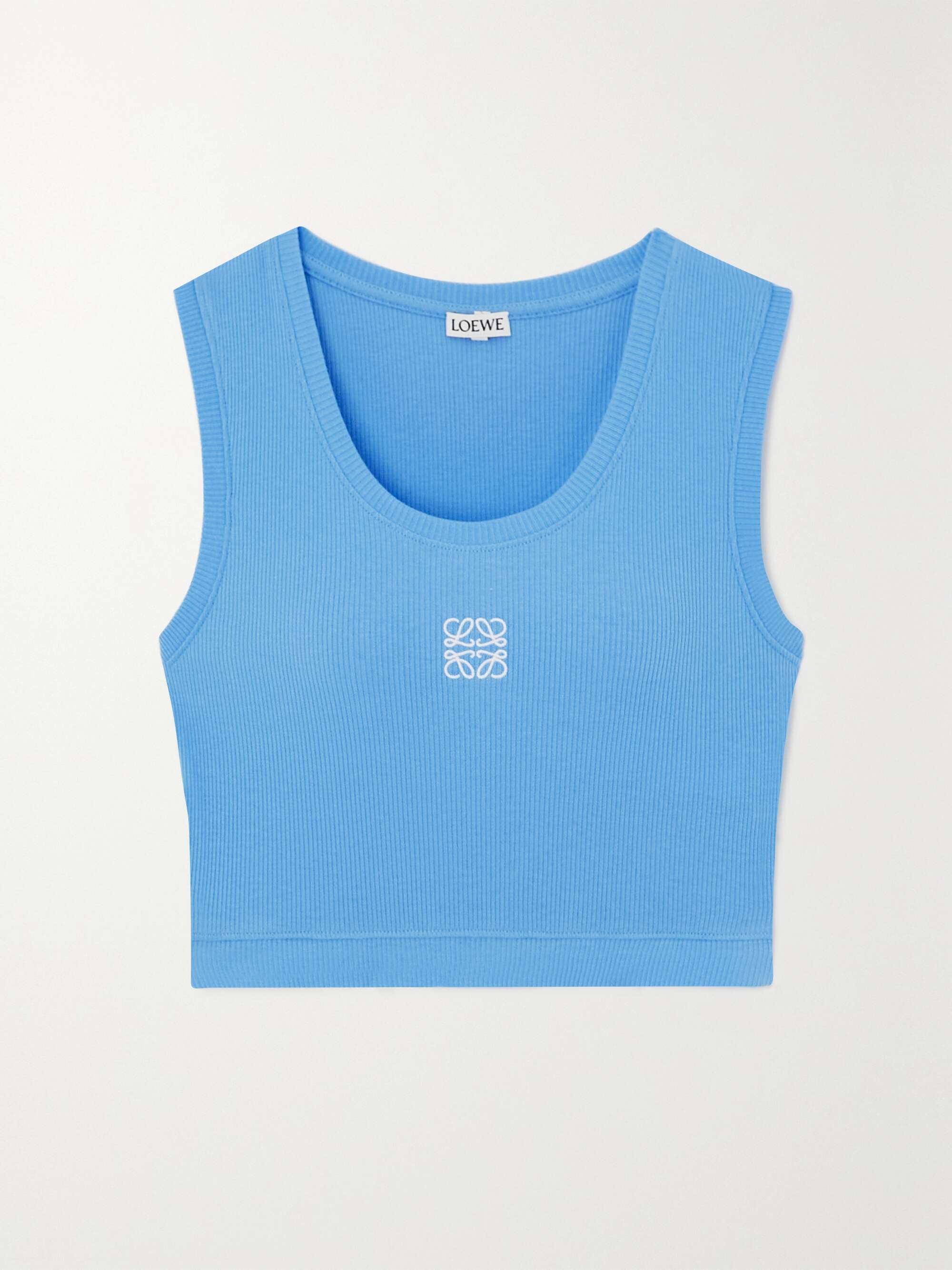 LOEWE Anagram embroidered ribbed stretch-cotton jersey tank | NET 