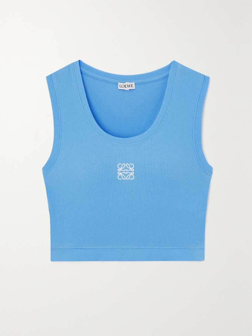 Loewe Anagram Embroidered Ribbed Stretch-cotton Jersey Tank