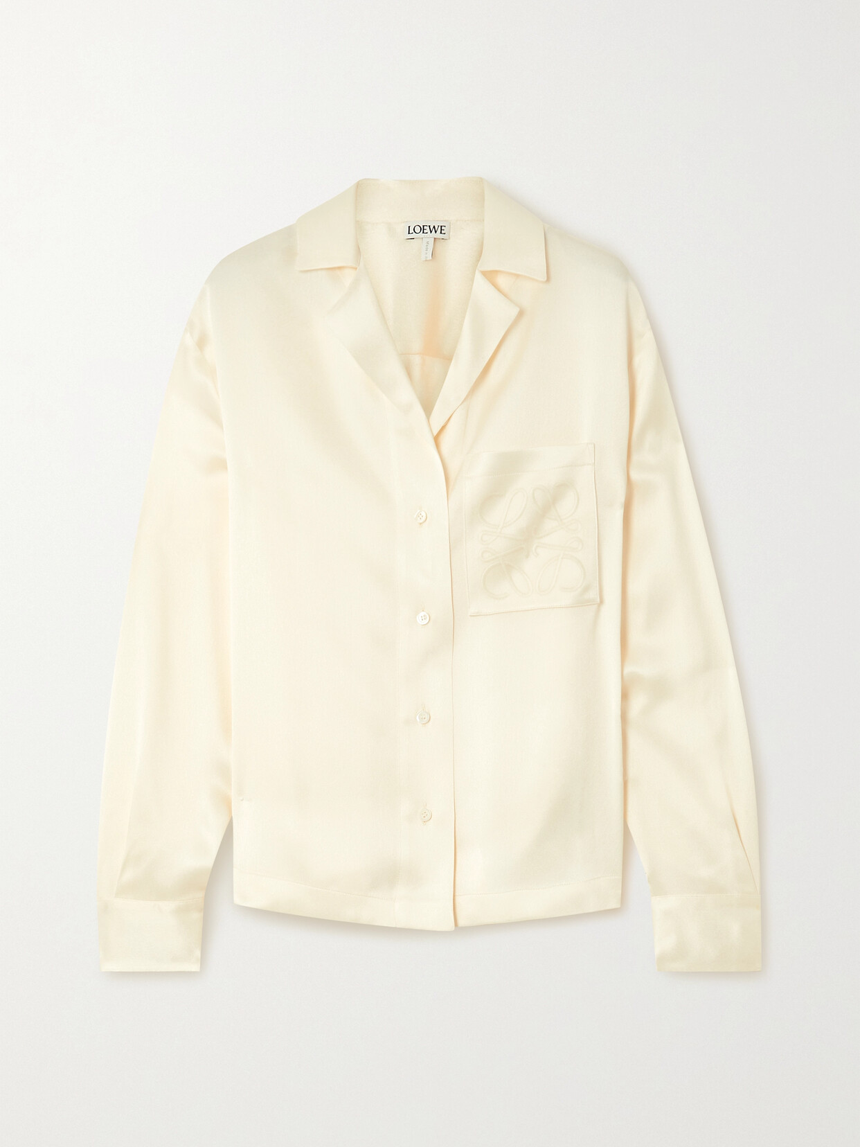 Loewe - Embroidered Silk-charmeuse Shirt - White