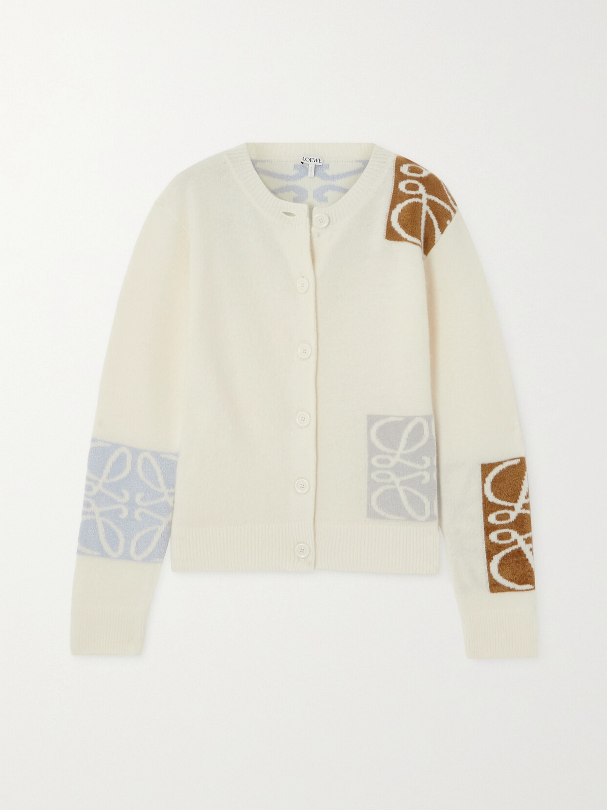 LOEWE JACQUARD-KNIT WOOL CARDIGAN