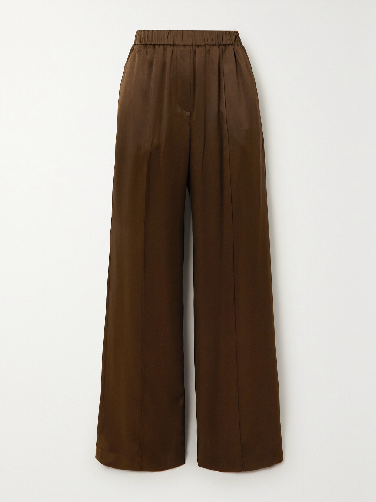 Loewe Silk-satin Straight-leg Pants In Brown