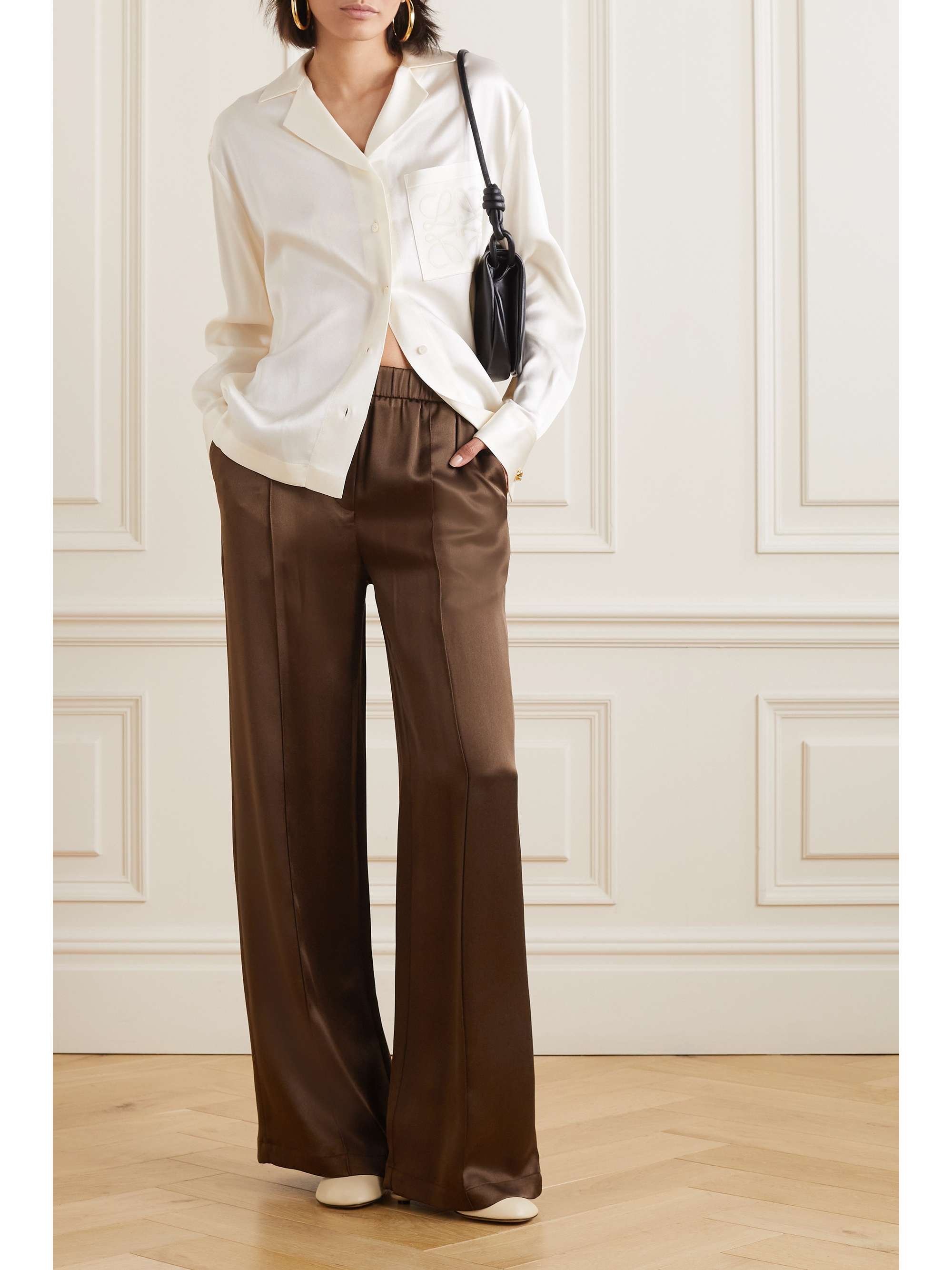 LOEWE Silk-satin straight-leg pants