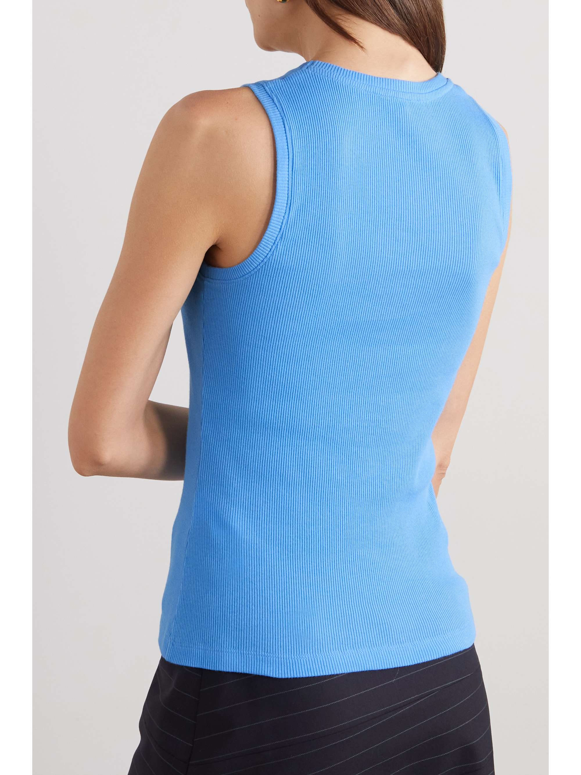 LOEWE Embroidered ribbed stretch-cotton tank