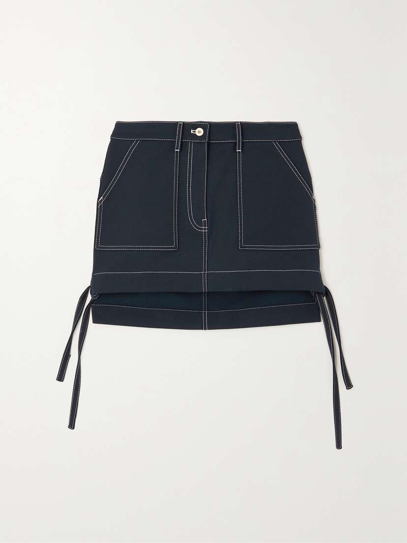 Loewe Leather-trimmed Stretch Cotton-blend Twill Mini Skirt