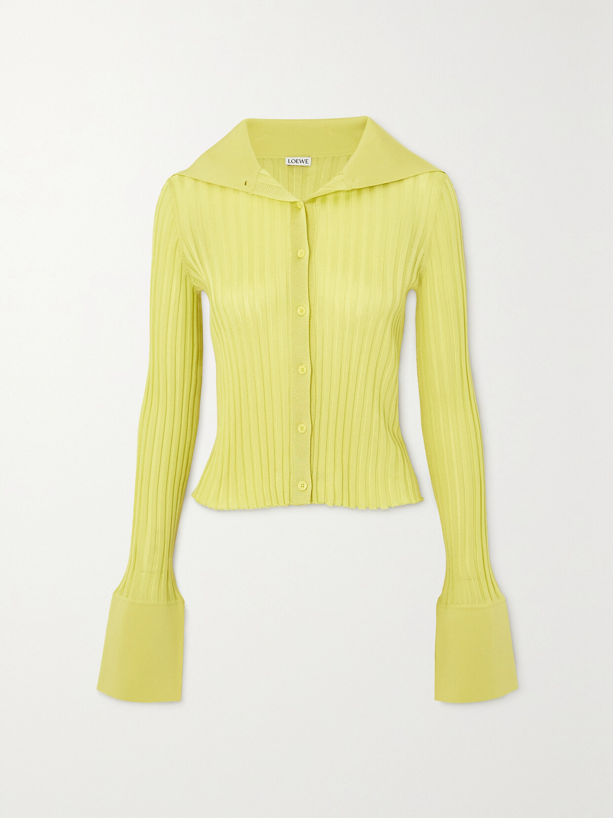 Loewe Ribbed-knit Cardigan In Yellow