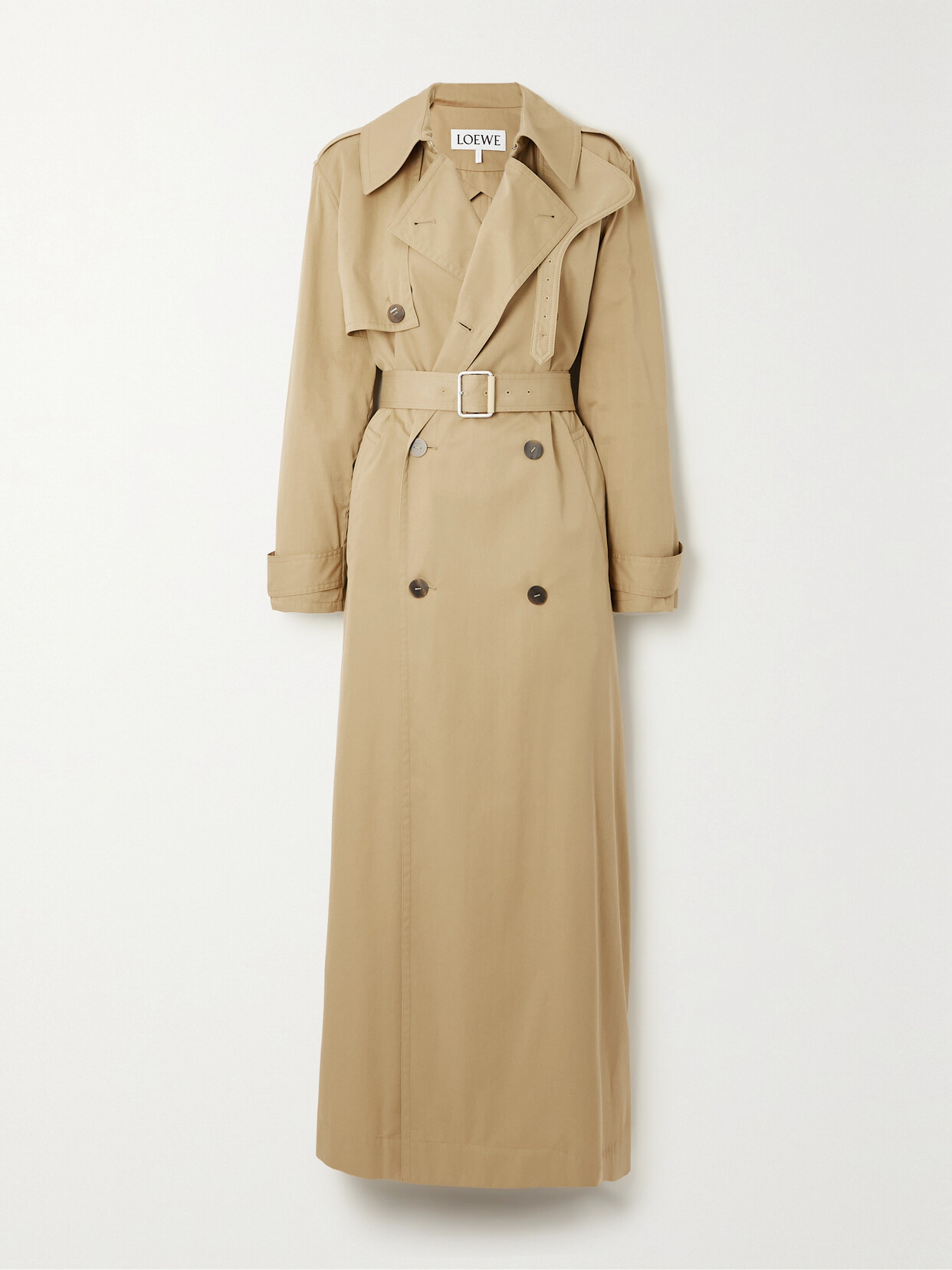 LOEWE DOUBLE-BREASTED BELTED COTTON AND SILK-BLEND TRENCH COAT