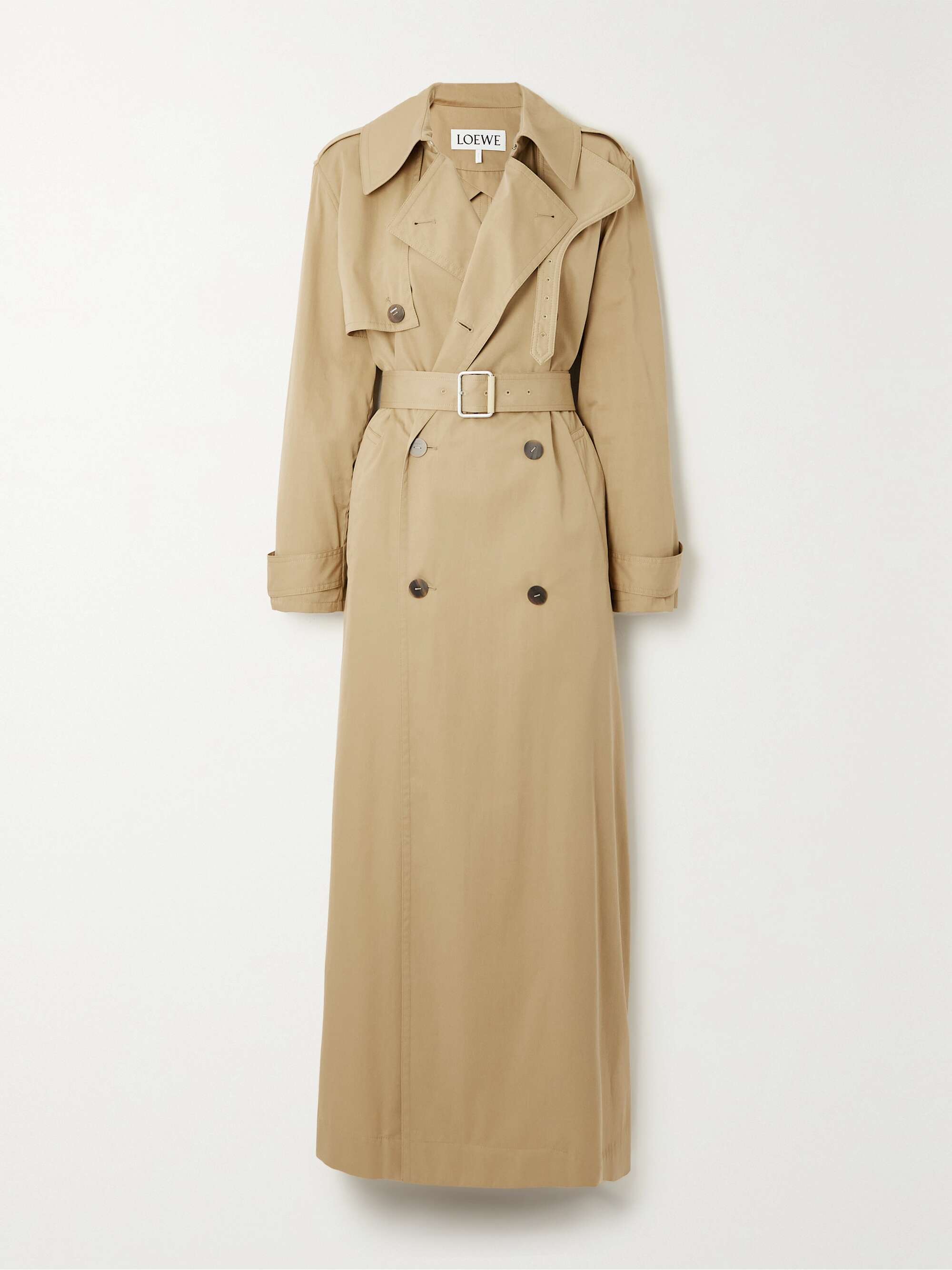 LOEWE Double-breasted belted cotton and silk-blend trench coat | NET-A ...