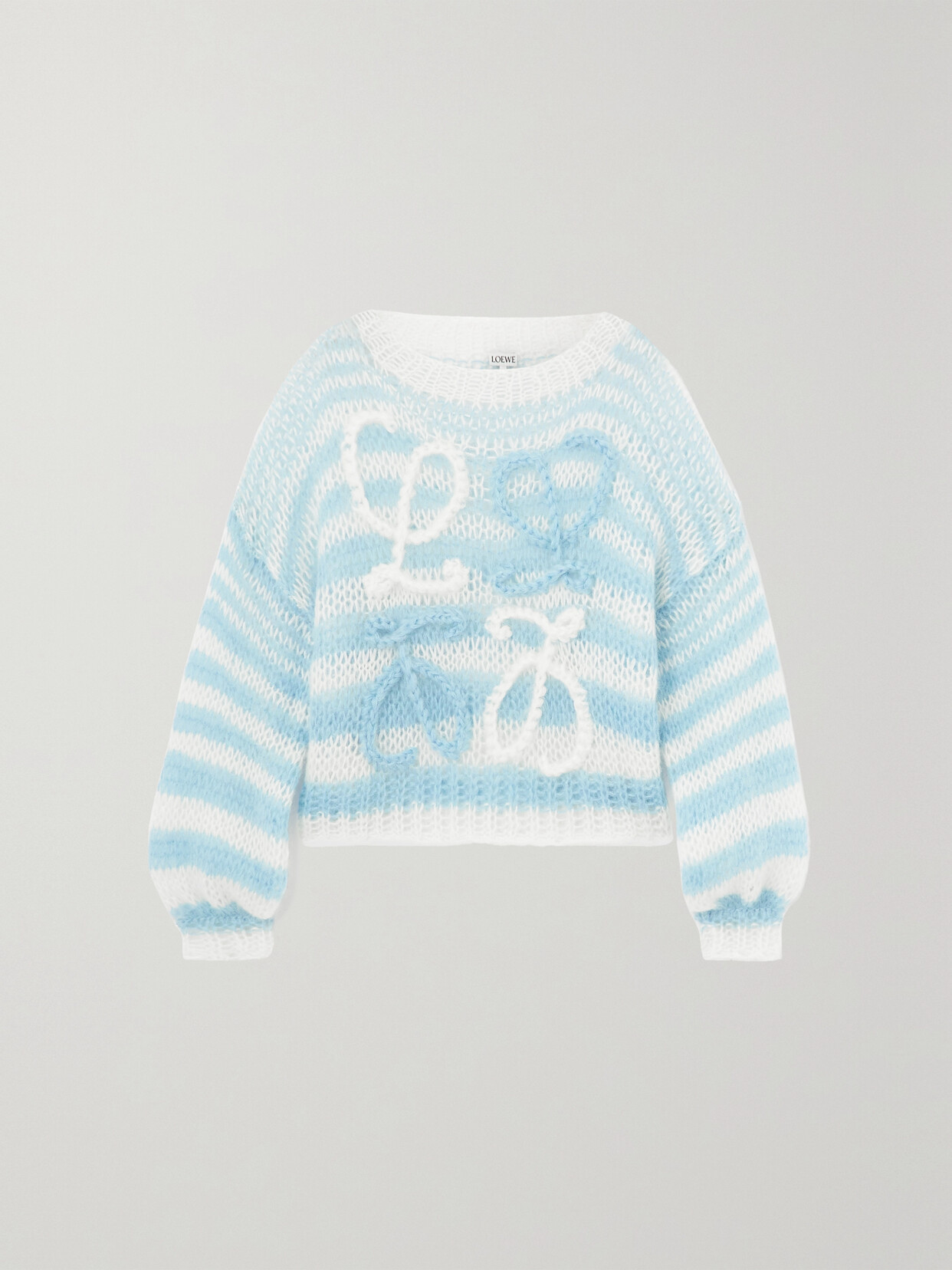 Loewe Striped Anagram Knit Sweater In White