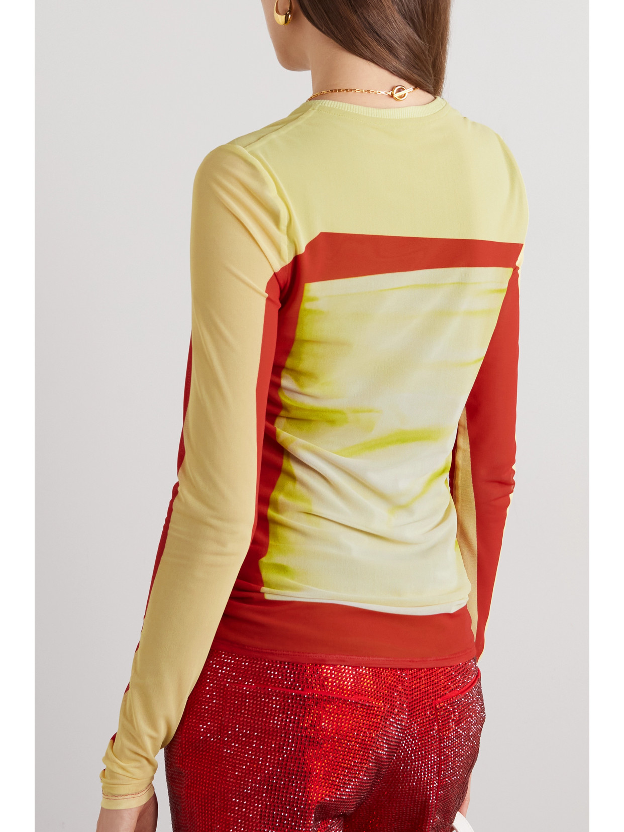 Printed Stretch-Mesh Top