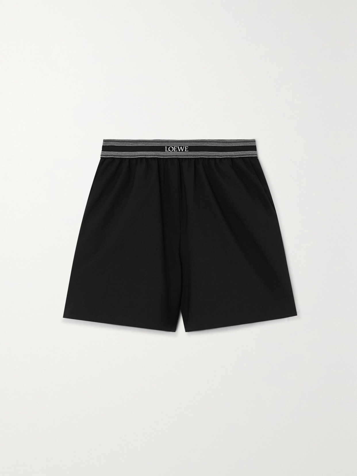 Shop Loewe Embroidered Wool Shorts In Black