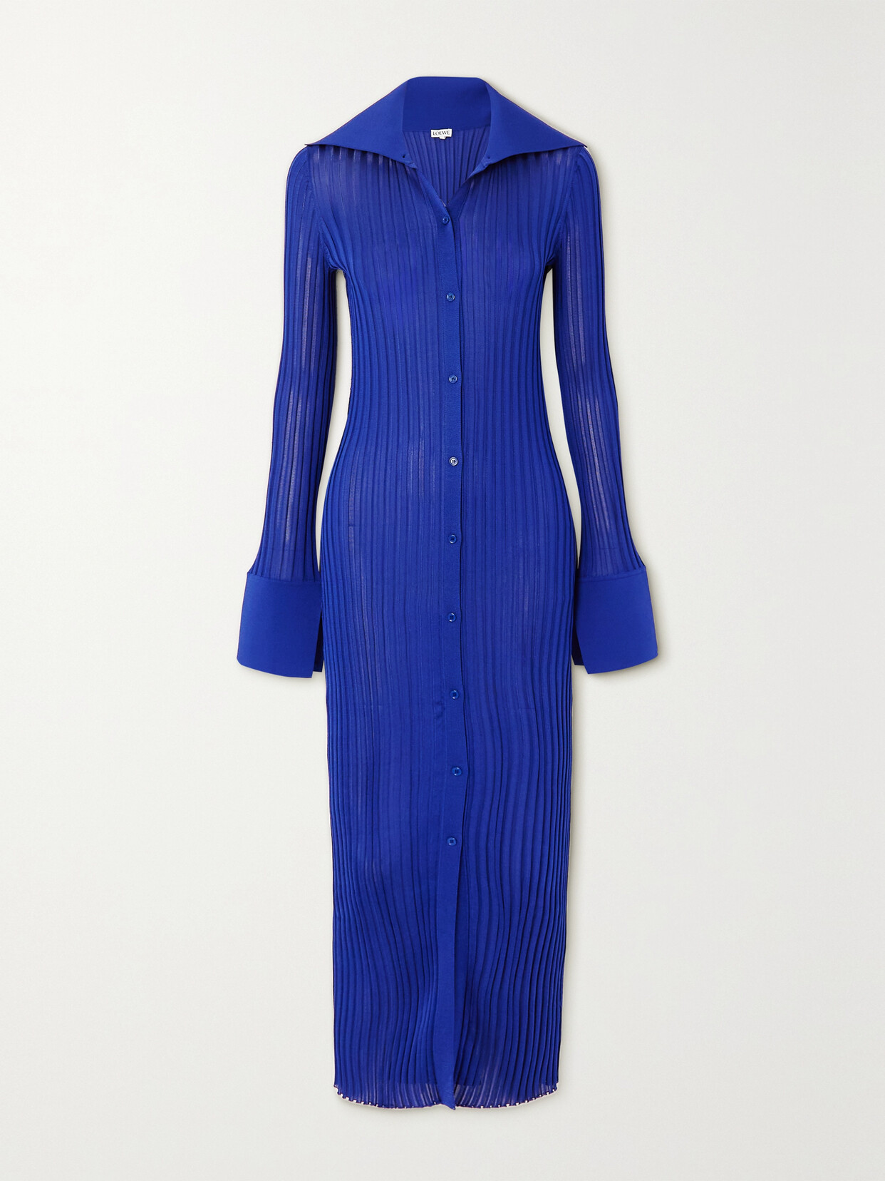 Loewe - Ribbed-knit Midi Dress - Blue