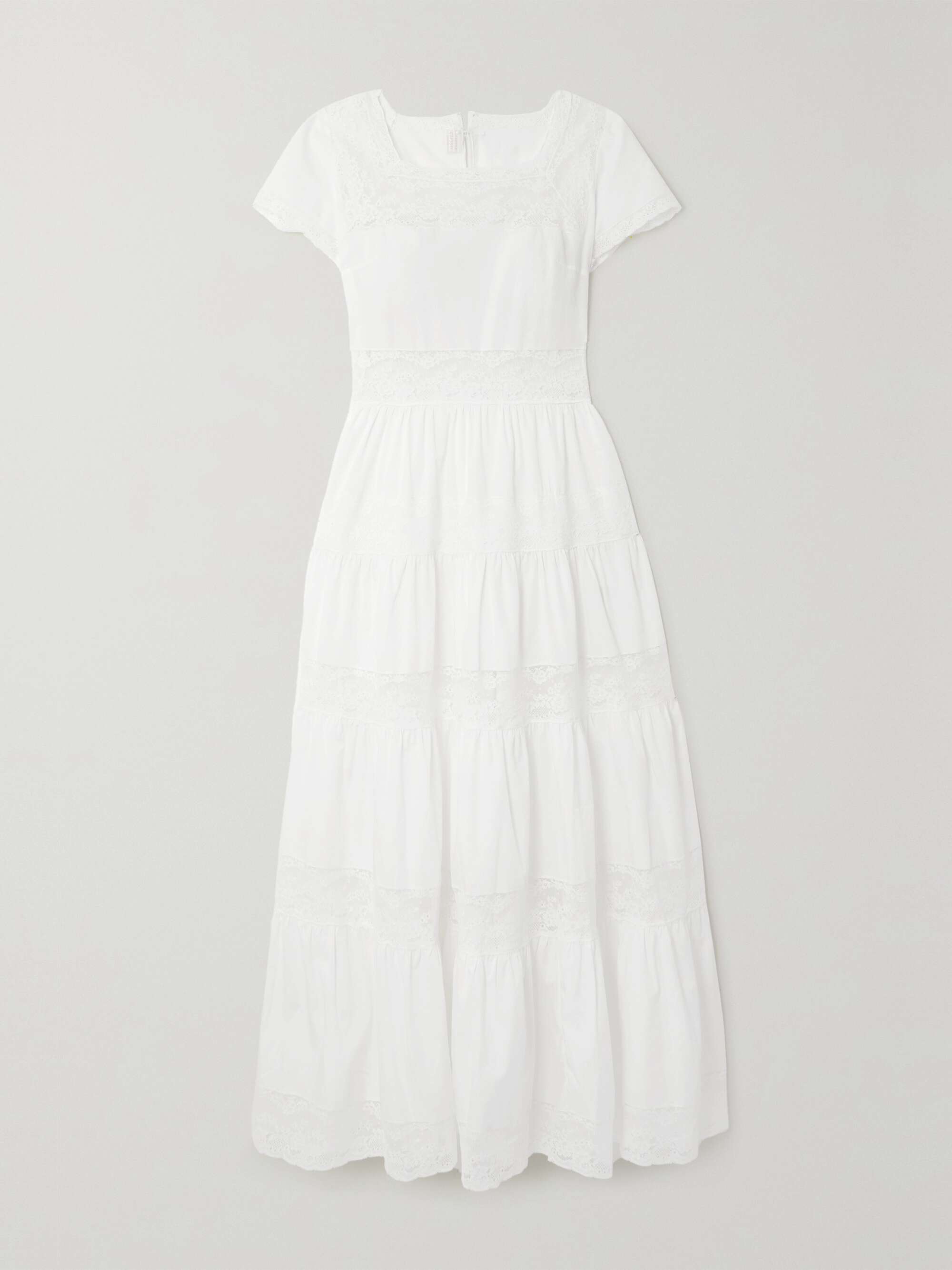 LORETTA CAPONI + NET SUSTAIN Lulu lace-trimmed cotton-poplin maxi