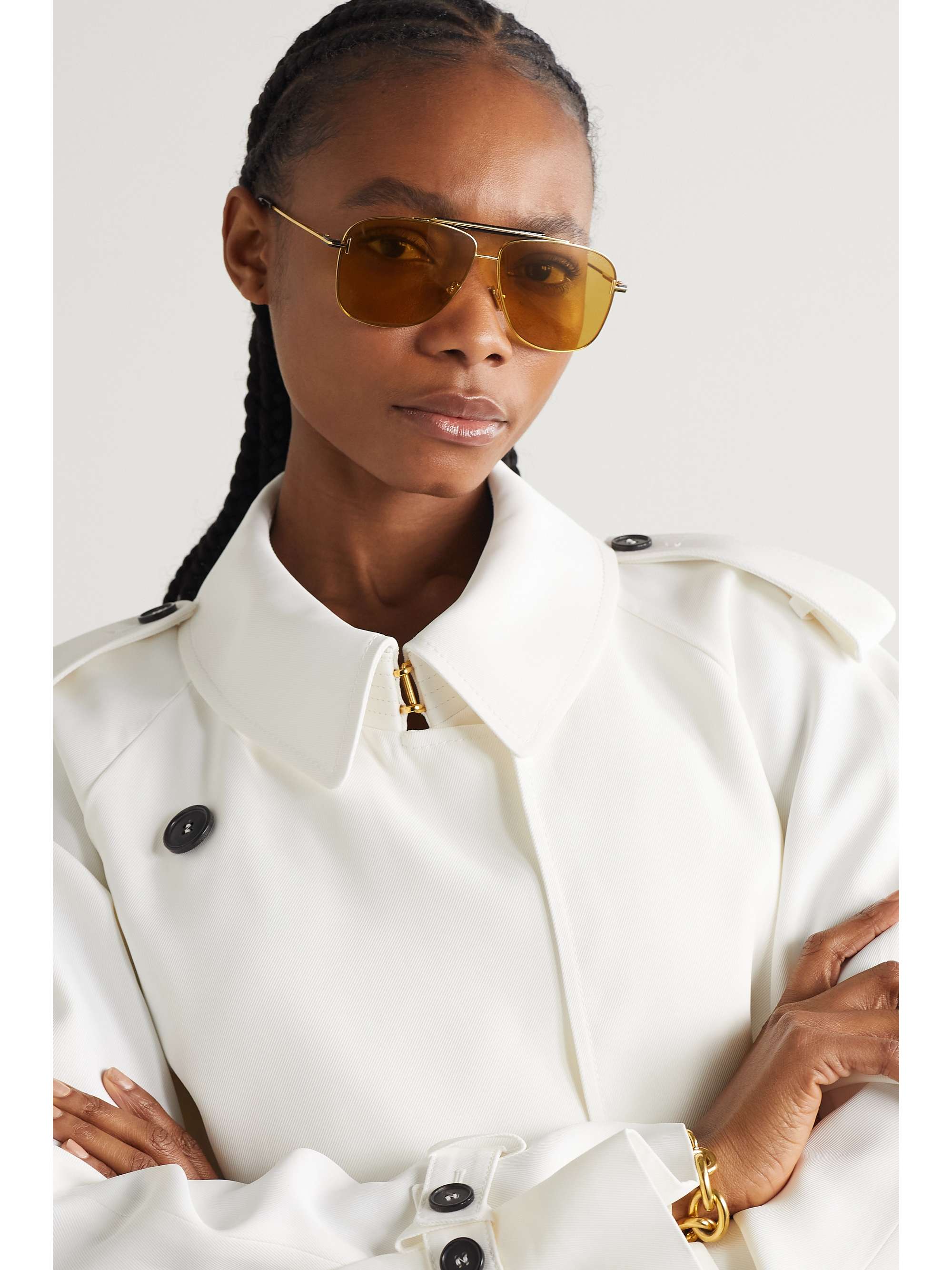 TOM FORD EYEWEAR Jaden aviator-style gold-tone sunglasses | NET-A-PORTER