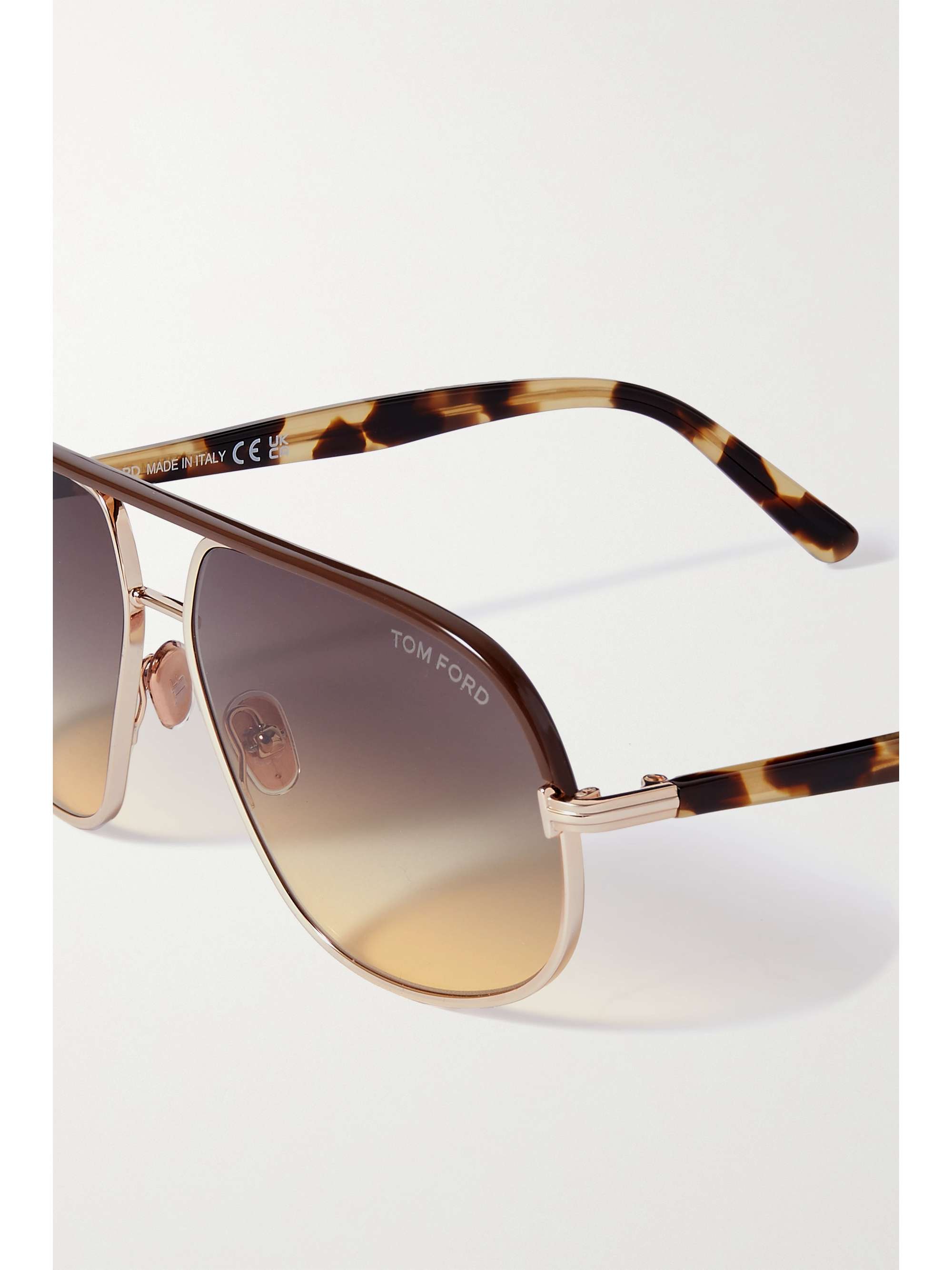 TOM FORD EYEWEAR Maxwell aviatorstyle goldtone and tortoiseshell