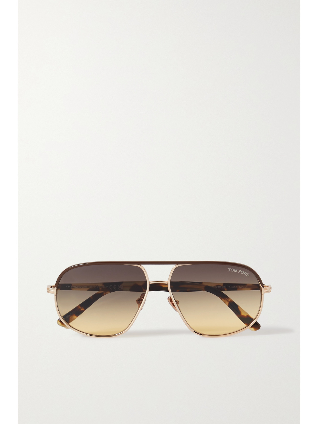 Tom Ford Maxwell Aviator-style Gold-tone And Tortoiseshell Acetate Sunglasses In Brown