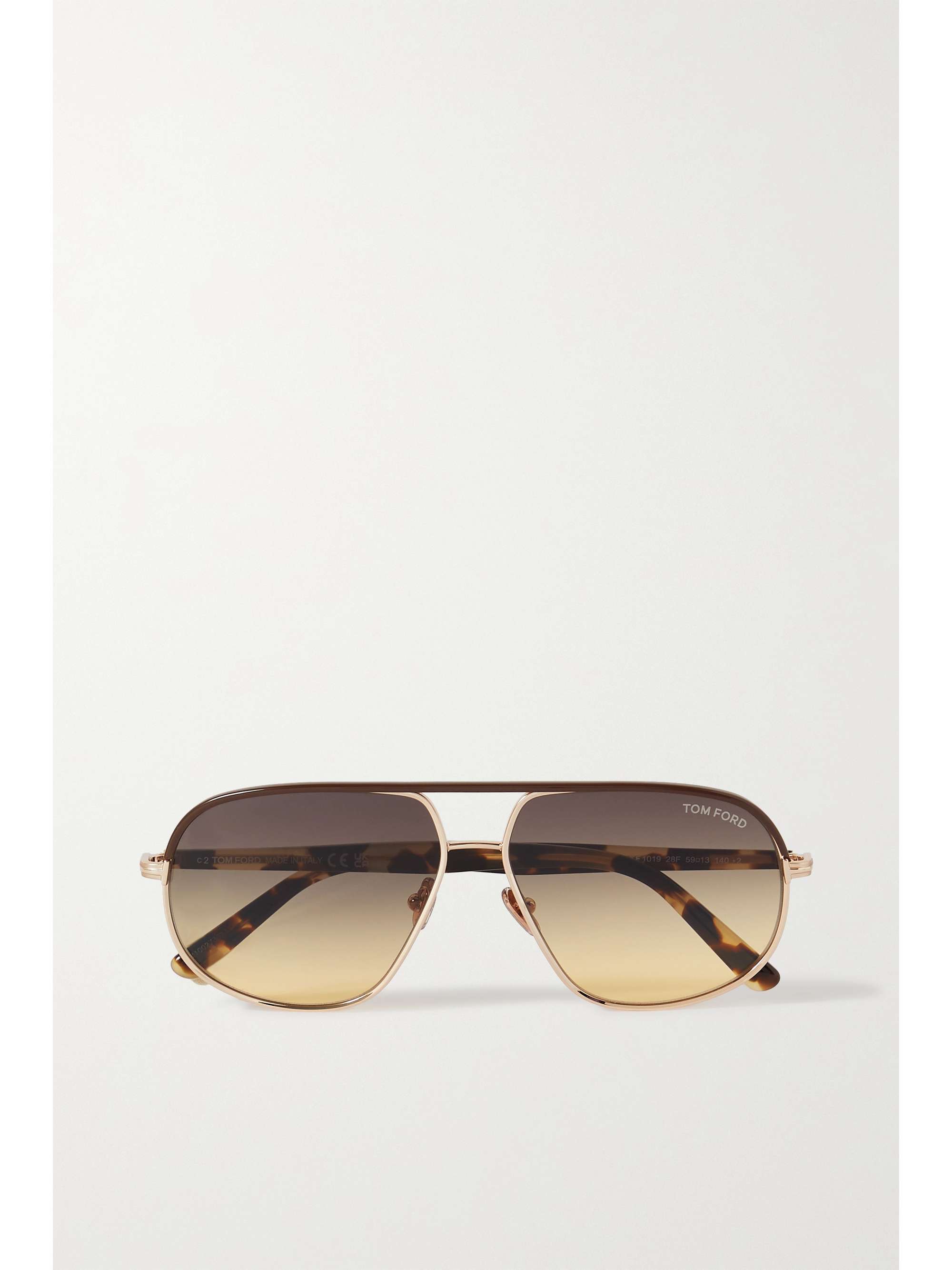 TOM FORD EYEWEAR Maxwell aviator-style gold-tone and tortoiseshell ...