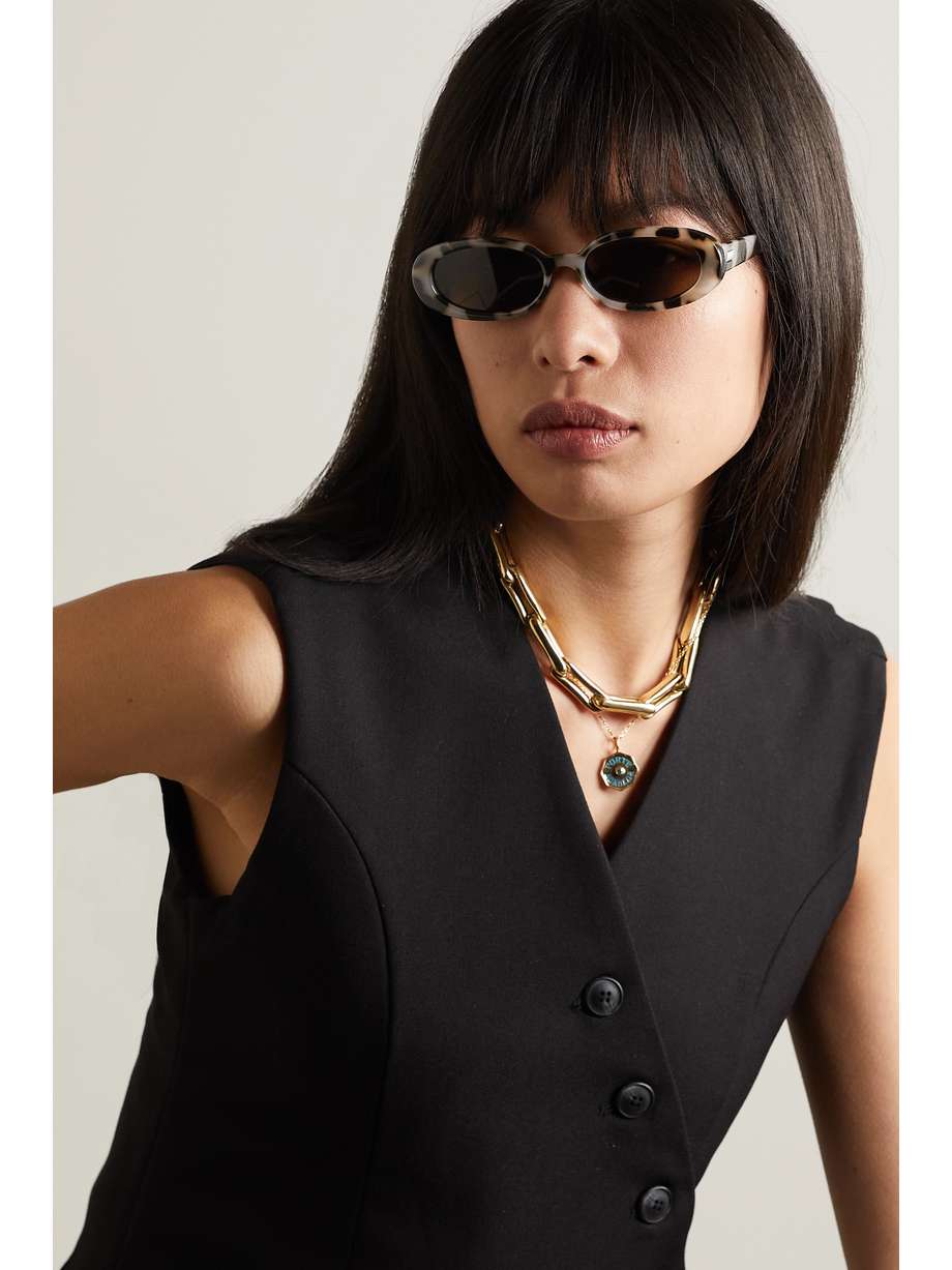 LE SPECS Outta Love ovalframe tortoiseshell acetate sunglasses NETA