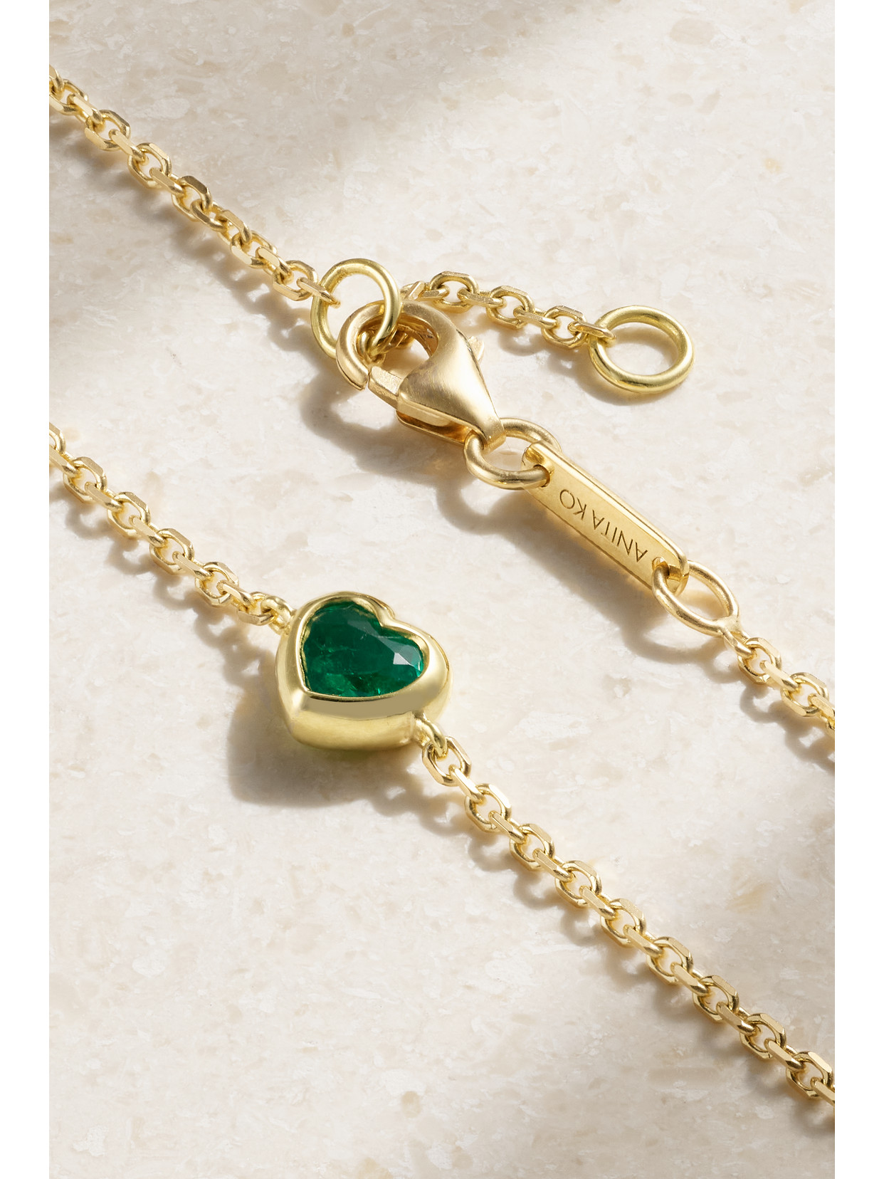 Shop Anita Ko 18-karat Gold Emerald Bracelet