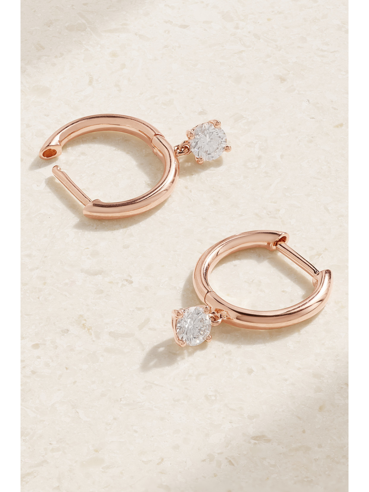 Shop Anita Ko 18-karat Rose Gold Diamond Hoop Earrings