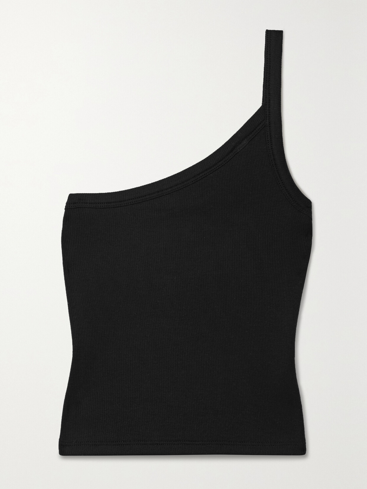 ATM Anthony Thomas Melillo One-shoulder Ribbed Stretch-modal Jersey Tank - Black