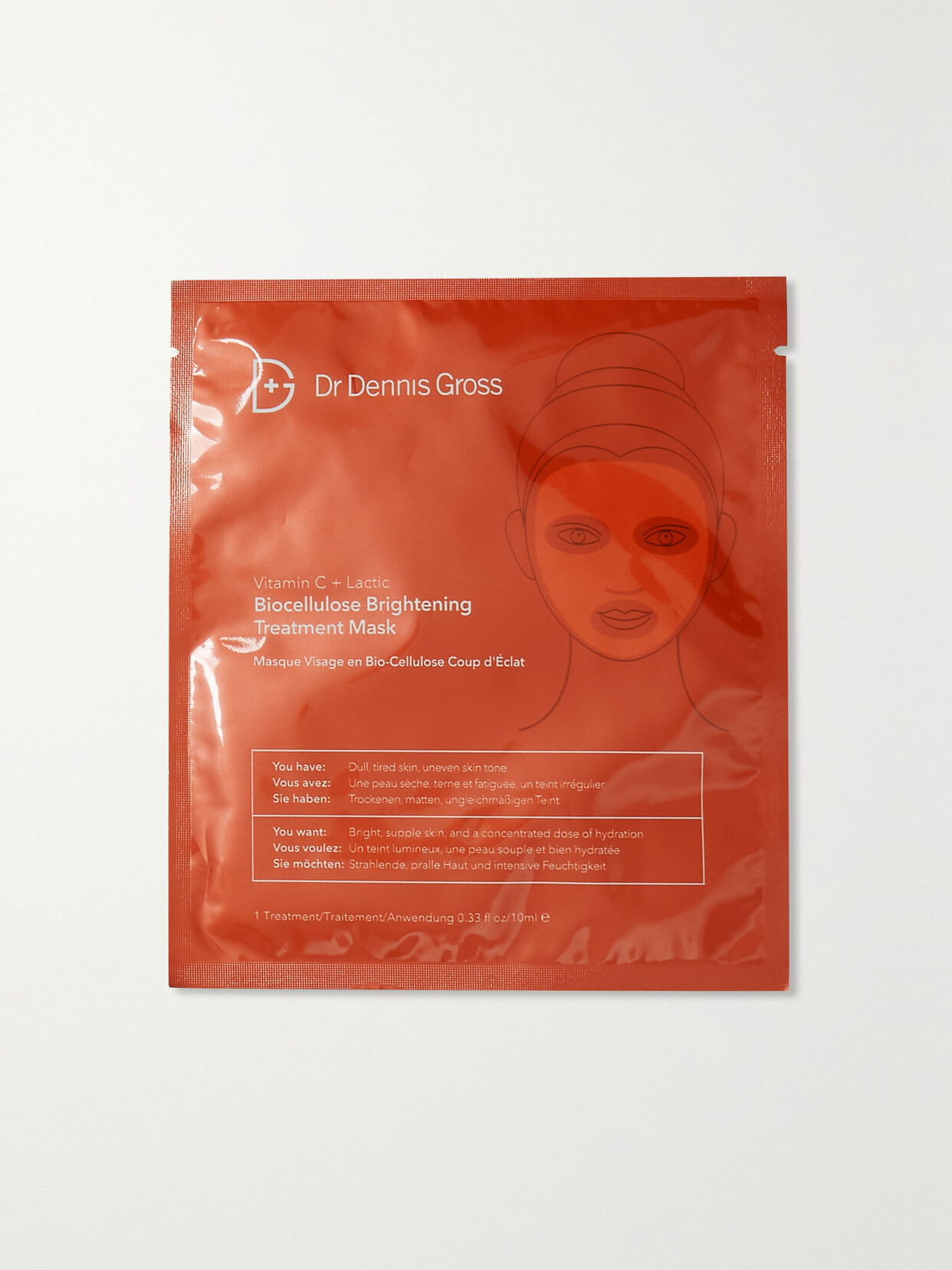 Dr Dennis Gross Skincare Vitamin C + Lactic Biocellulose Brightening Treatment Mask - One Size In Colourless