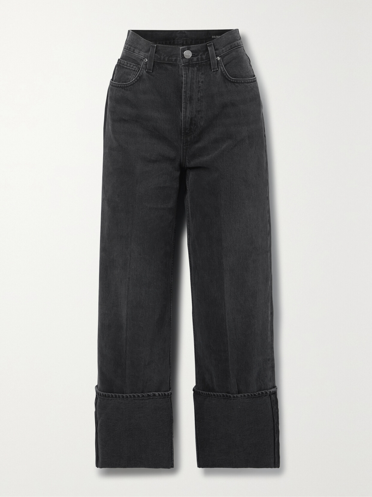GOLDSIGN - The Astley Distressed High-rise Wide-leg Jeans - Black