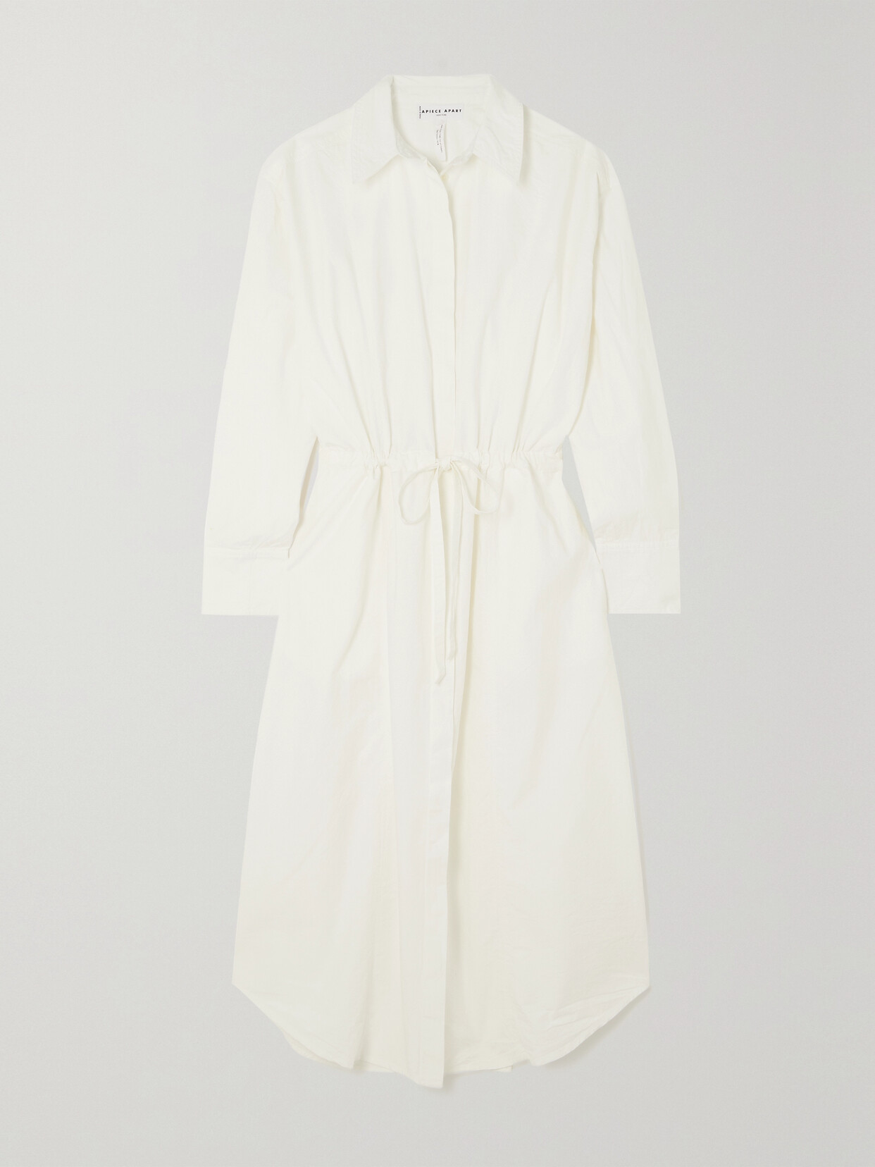 APIECE APART + Net Sustain Molto Belted Gathered Organic Cotton-poplin Midi Shirt Dress - Cream