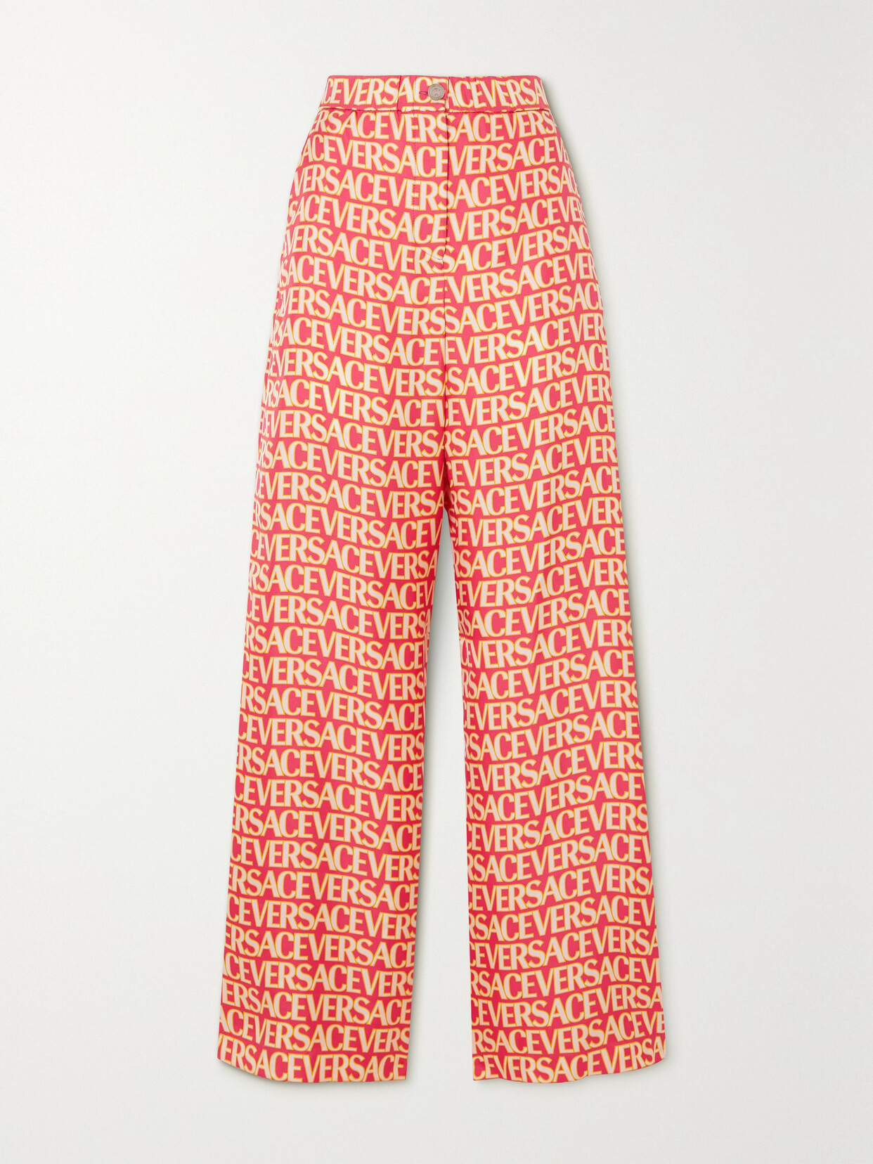 Versace Printed Silk-twill Wide-leg Pants - Pink