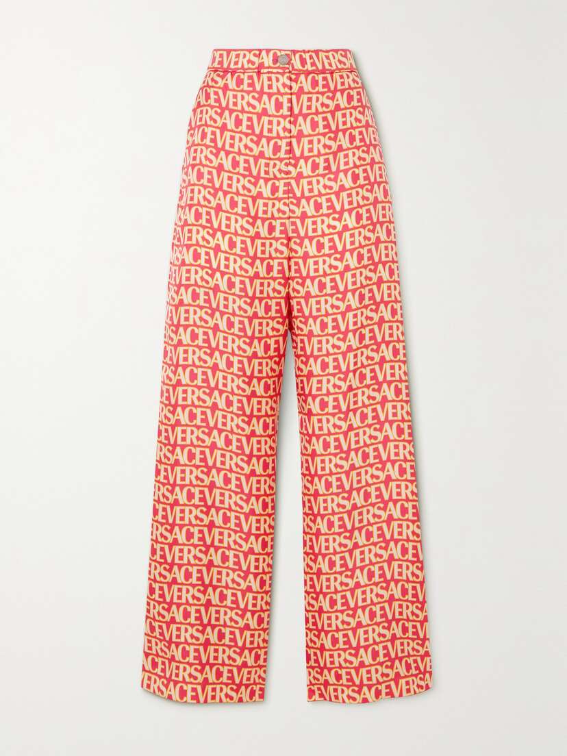 Versace Printed Silk-twill Wide-leg Pants