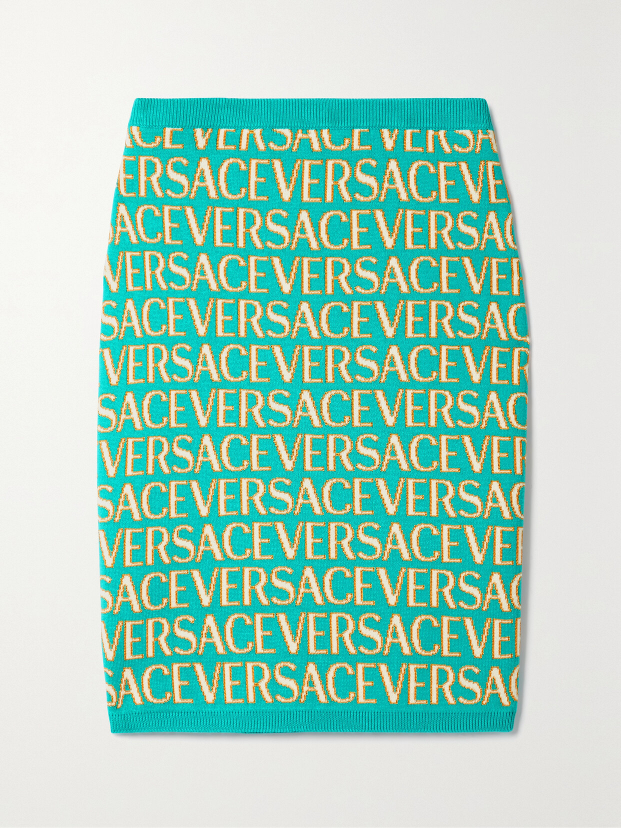 Versace - Cotton-blend Jacquard-knit Mini Skirt - Blue