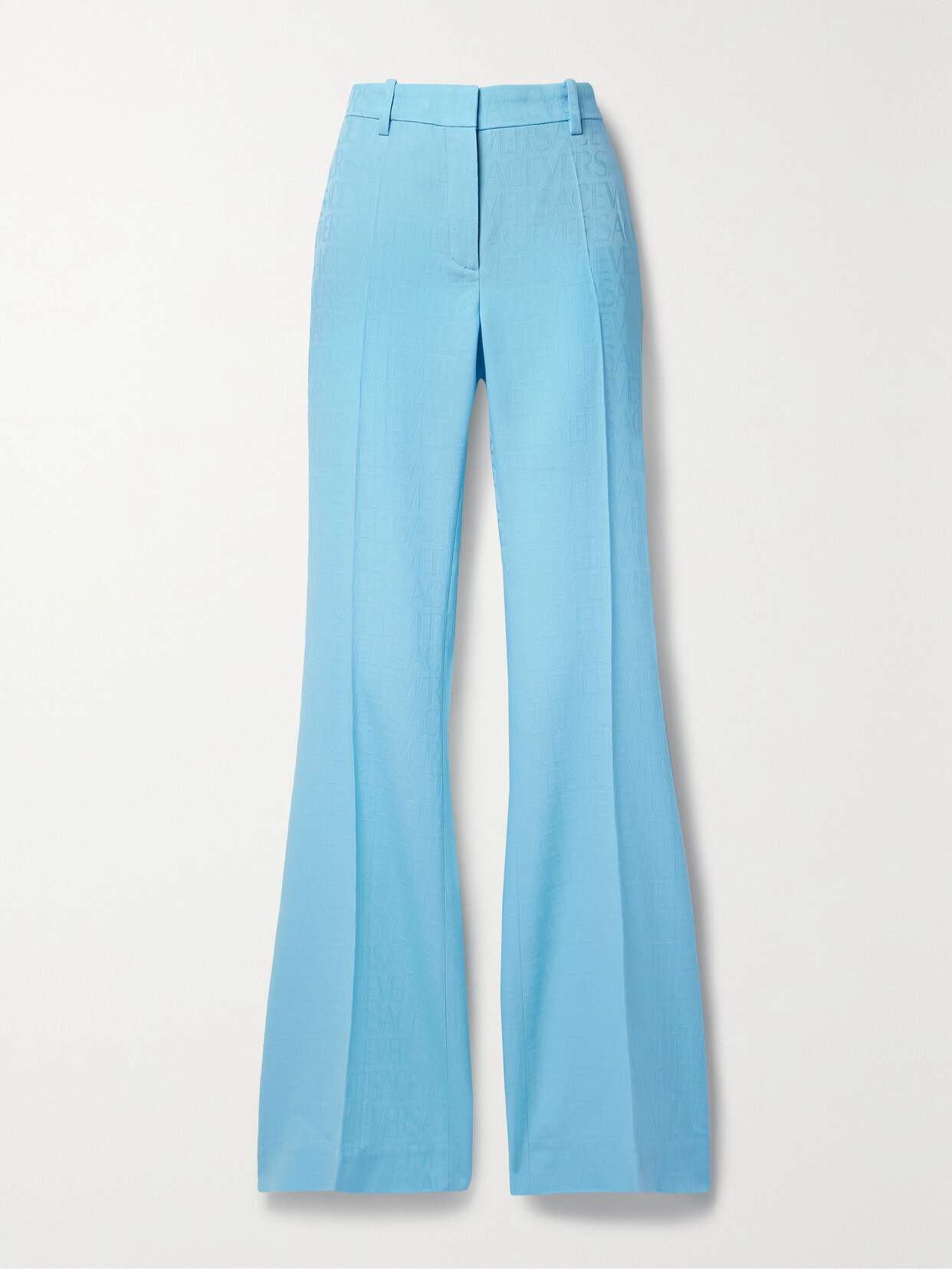 Versace Wool-jacquard Flared Pants - Blue