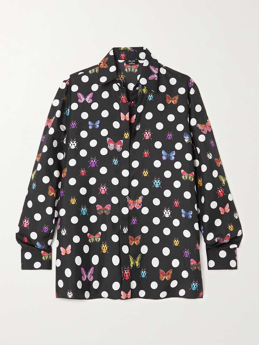 Versace + Dua Lipa Printed Silk-twill Shirt