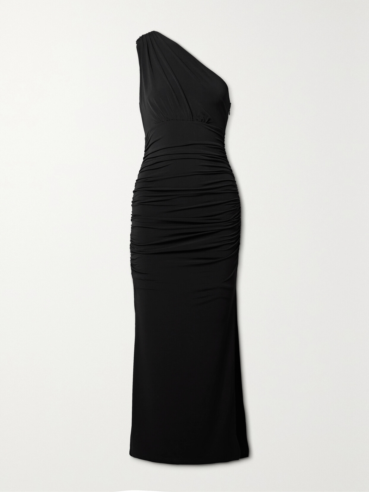 Hervé Léger - One-shoulder Ruched Stretch-jersey Midi Dress - Black