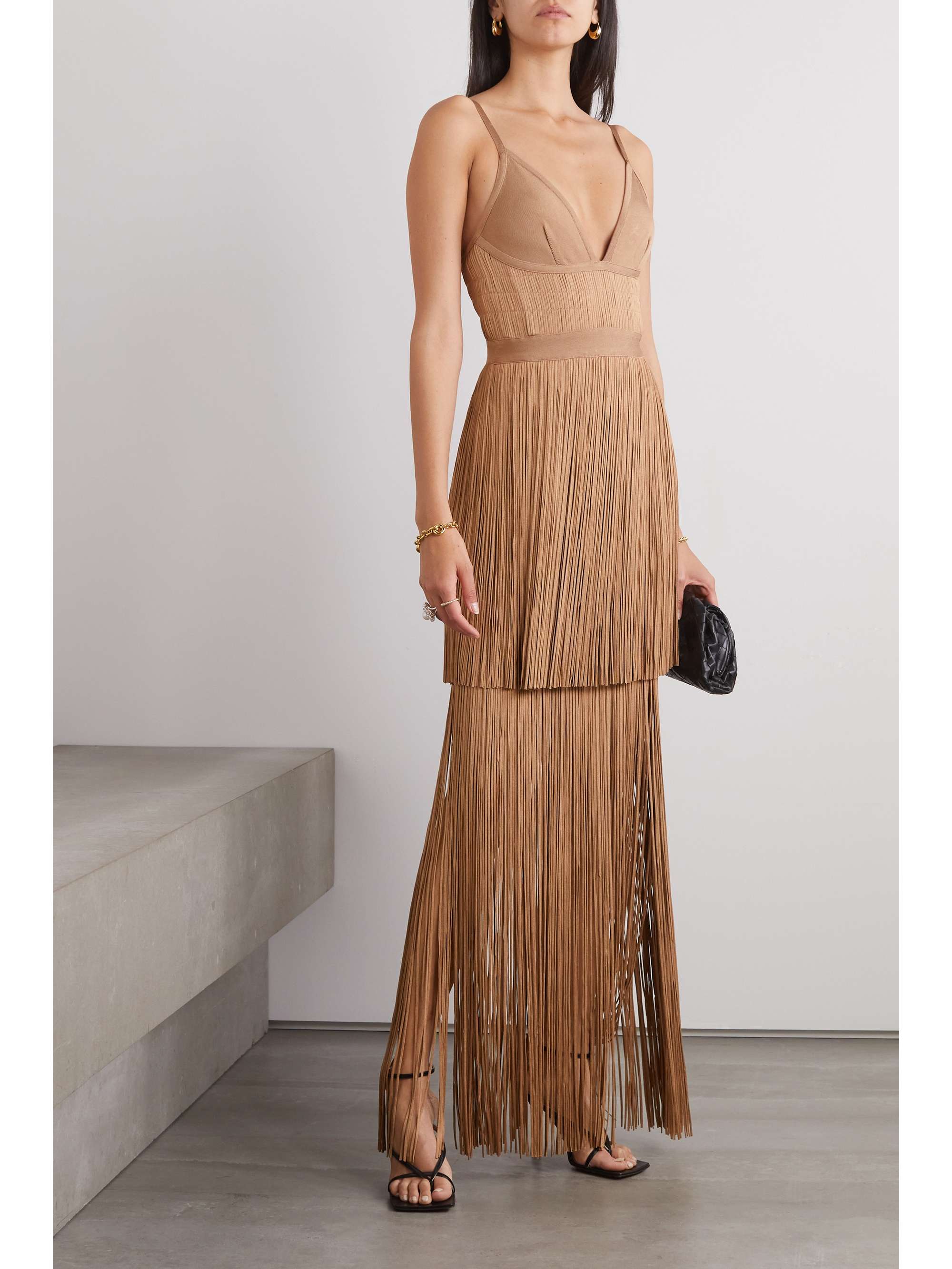 herve leger fringe dress