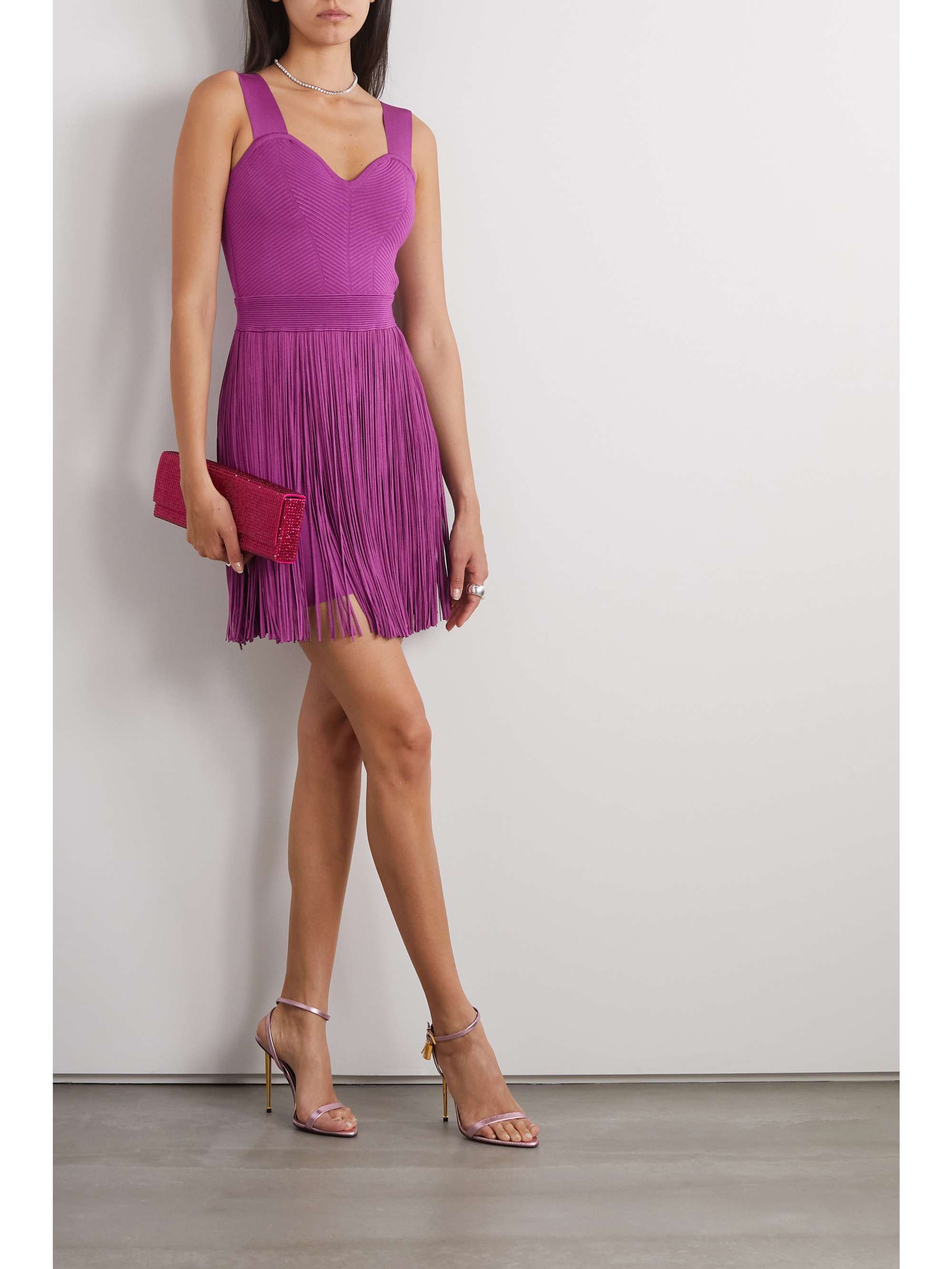 HERV L GER Ottoman fringed bandage mini dress NET A PORTER
