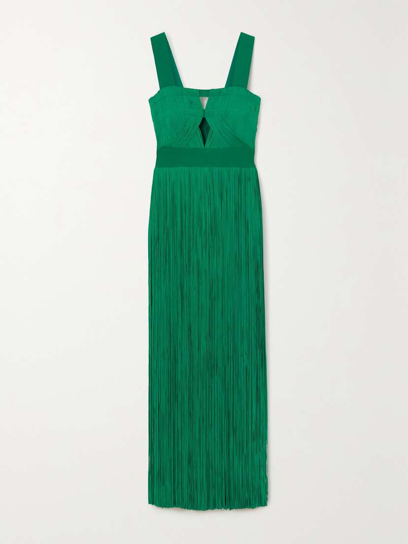 Hervé Léger Fringed Recycled-bandage Gown - x large